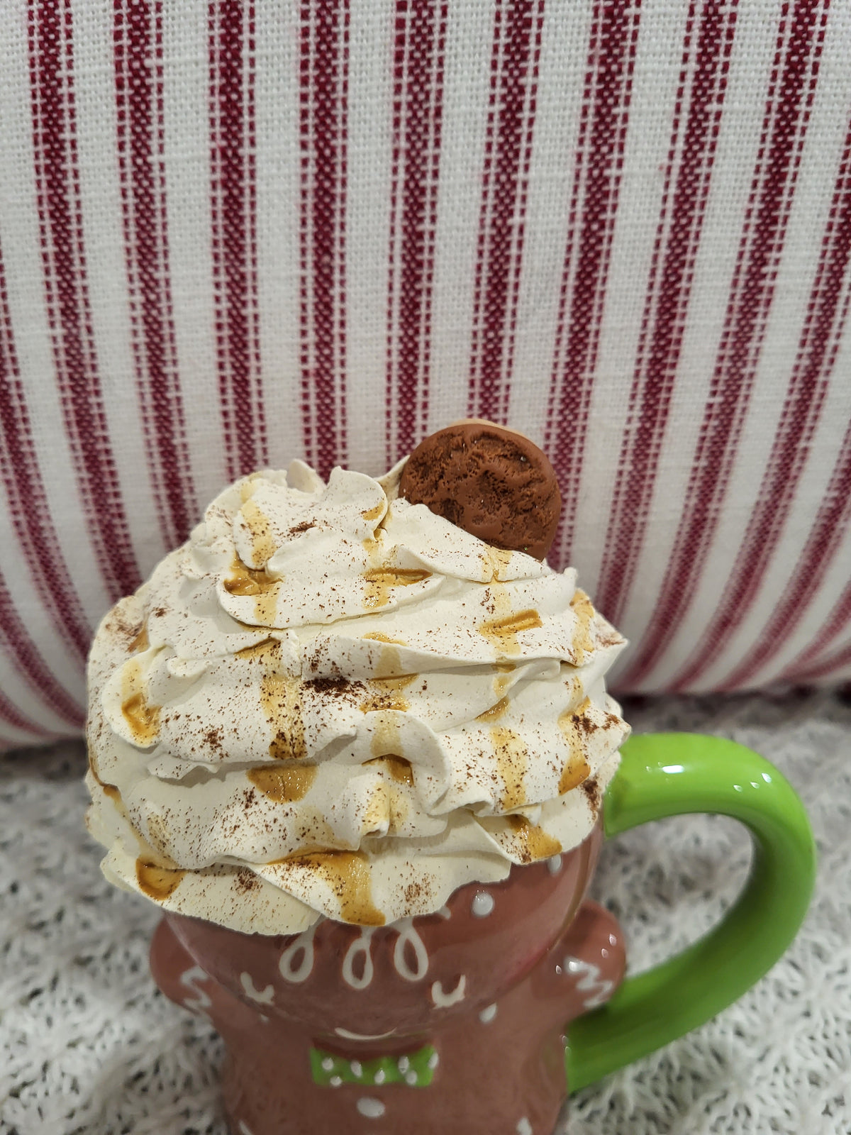 Pip Posh Design Faux Sweet Décor Gingerbread Man Mug &amp; Ivory Whipped Cookie Topper Holiday Collection