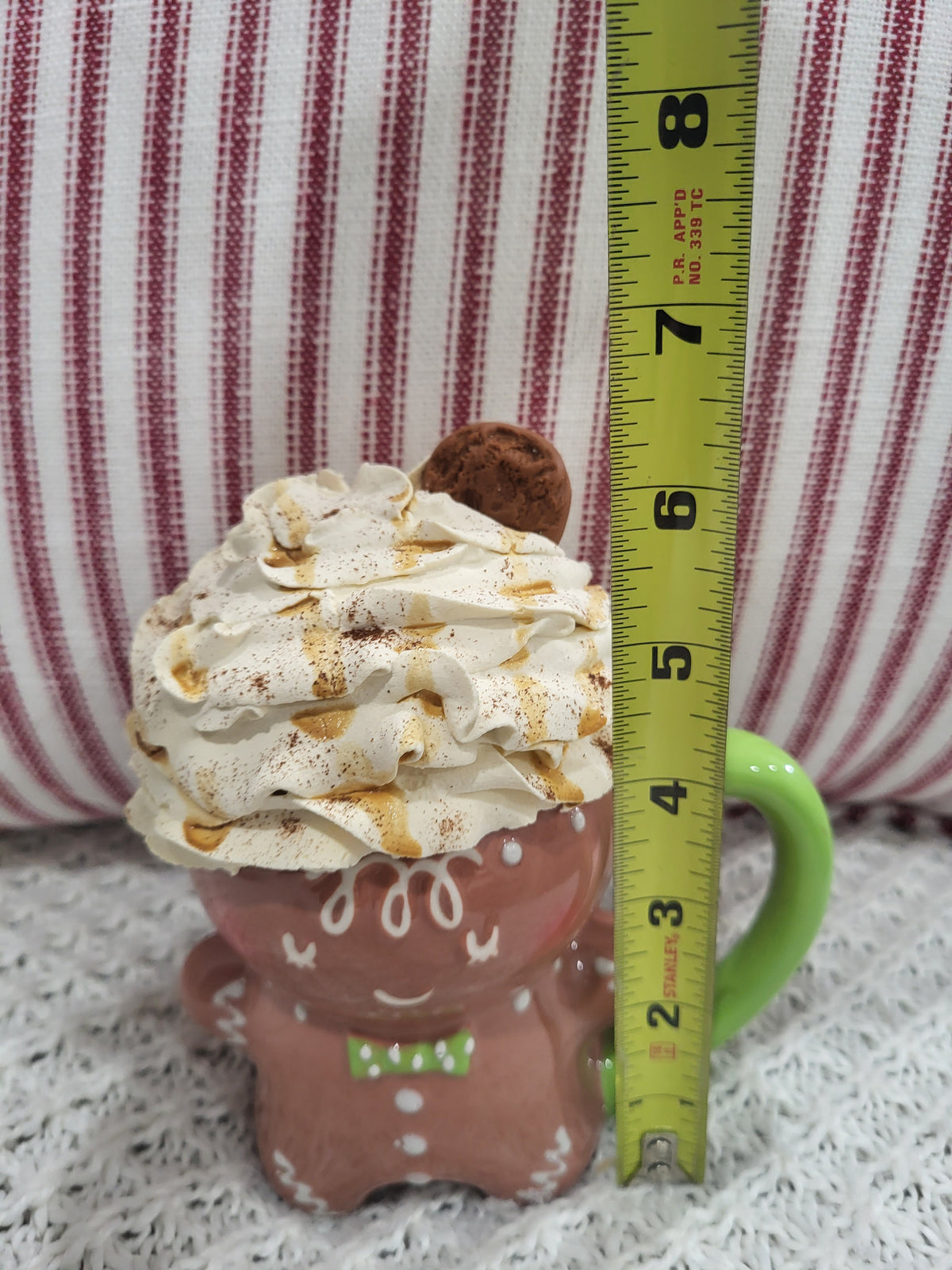 Pip Posh Design Faux Sweet Décor Gingerbread Man Mug &amp; Ivory Whipped Cookie Topper Holiday Collection