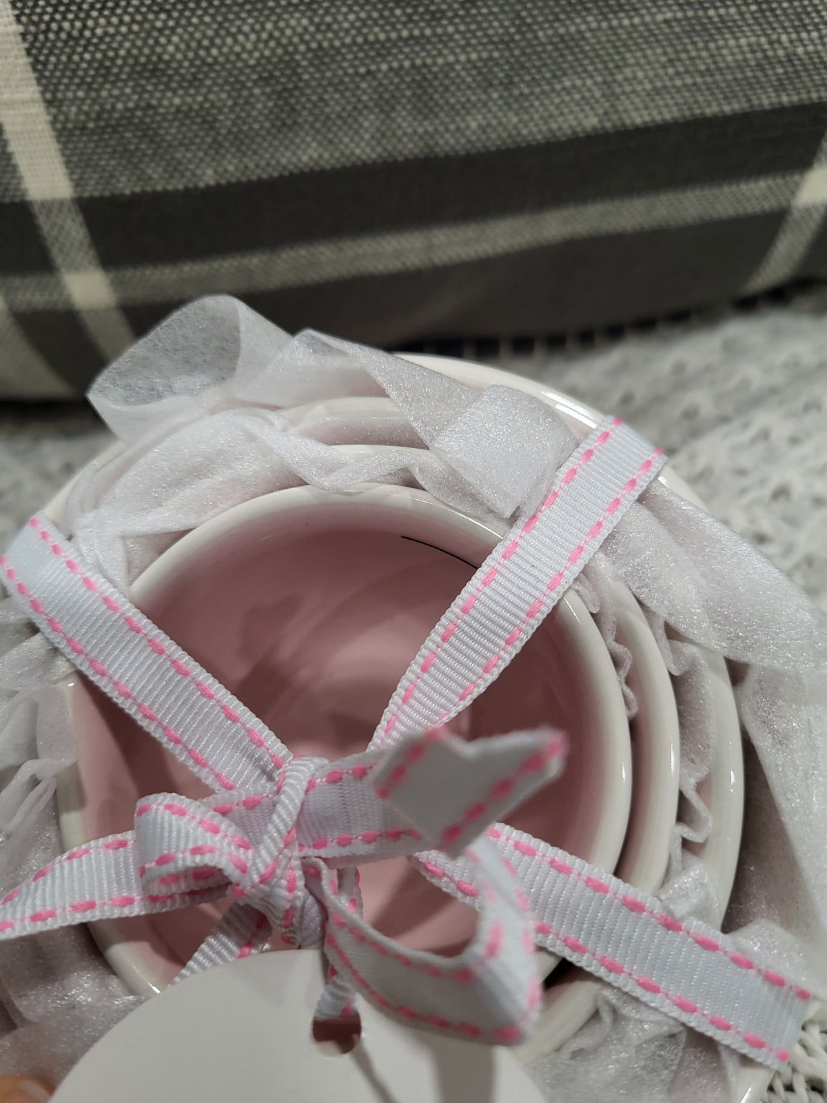 Rae Dunn &quot;One, Half, Third, Quarter&quot; Pink Middle Set Of 4 Measuring Cups Collection