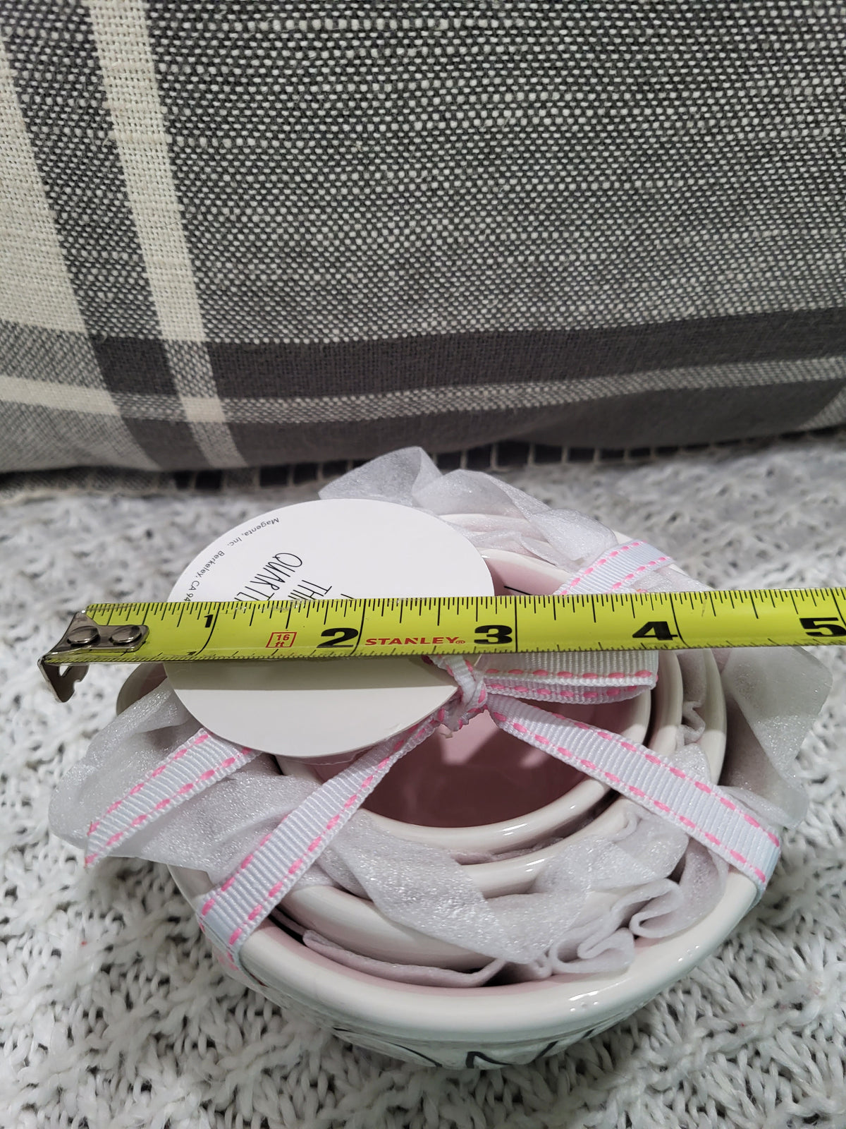 Rae Dunn &quot;One, Half, Third, Quarter&quot; Pink Middle Set Of 4 Measuring Cups Collection