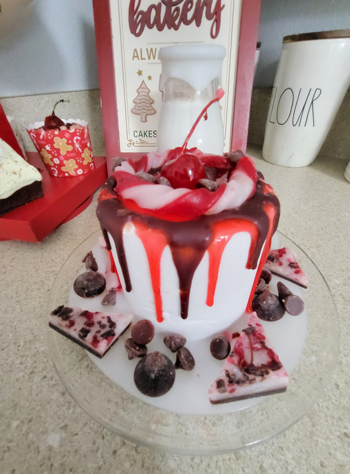 Pip Posh Faux Chocolate Peppermint Cherry Cake Sweet Candle Collection