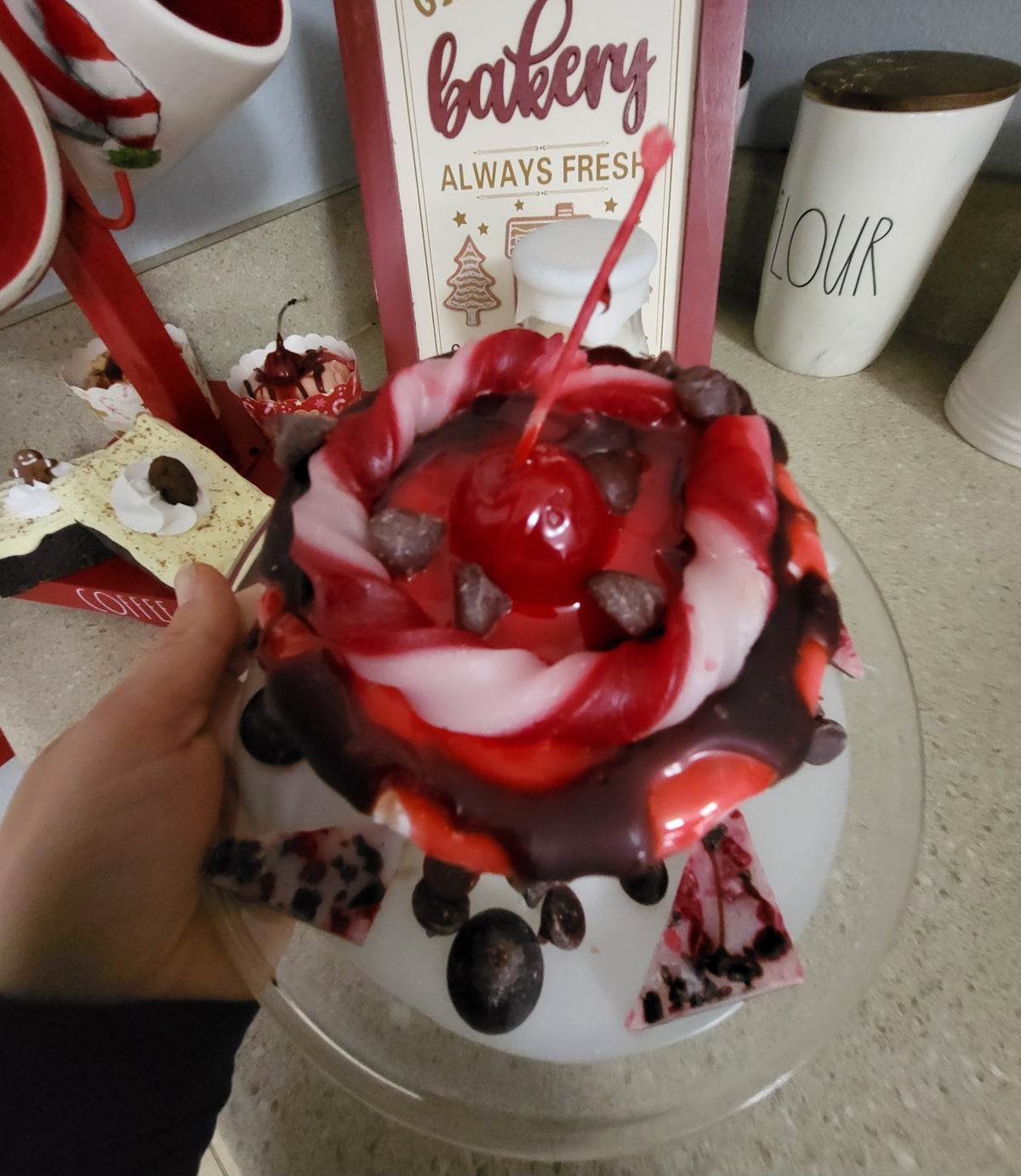 Pip Posh Faux Chocolate Peppermint Cherry Cake Sweet Candle Collection