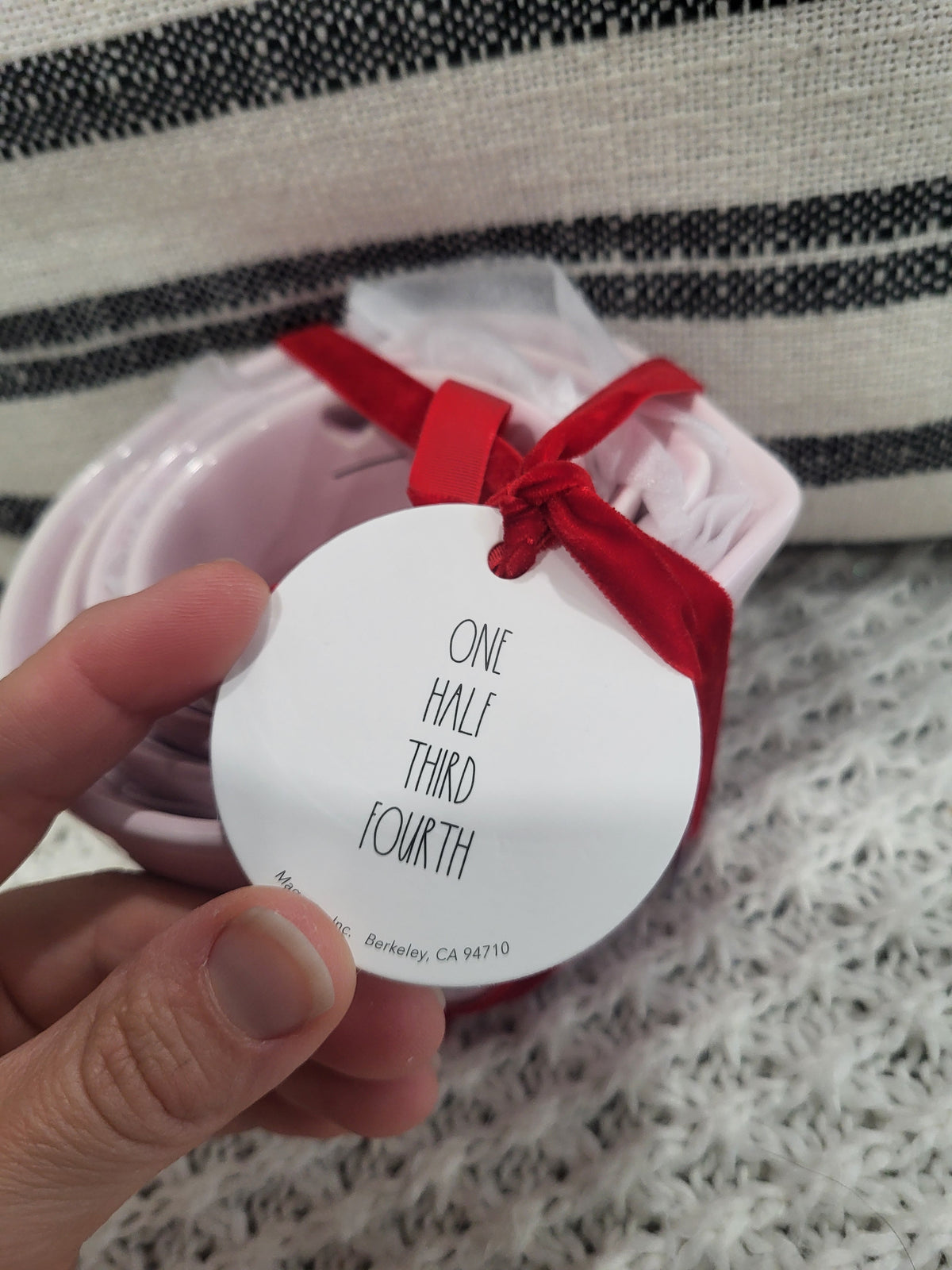 Rae Dunn &quot;One, Half, Third, Fourth&quot; Powder Pink Heart Measuring Cups Set Of 4