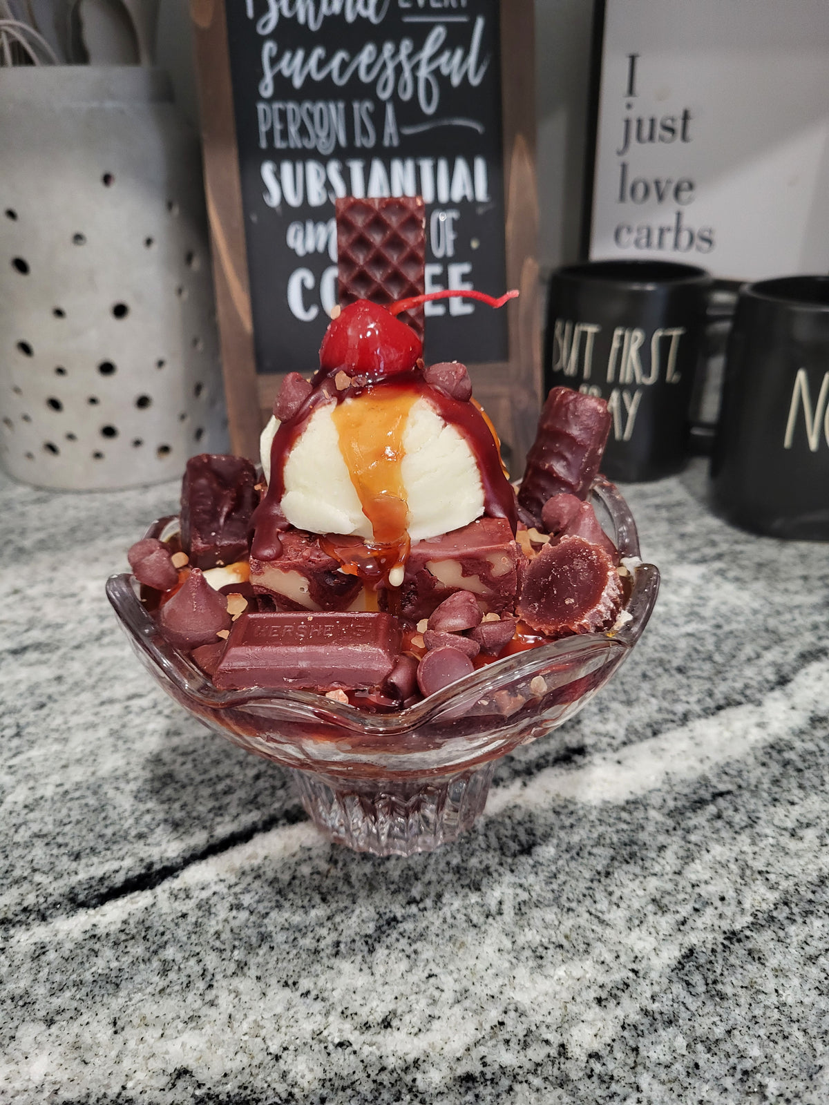 Pip Posh Faux Vanilla Cherry Chocolate Candies Sundae Sweet Candle Collection