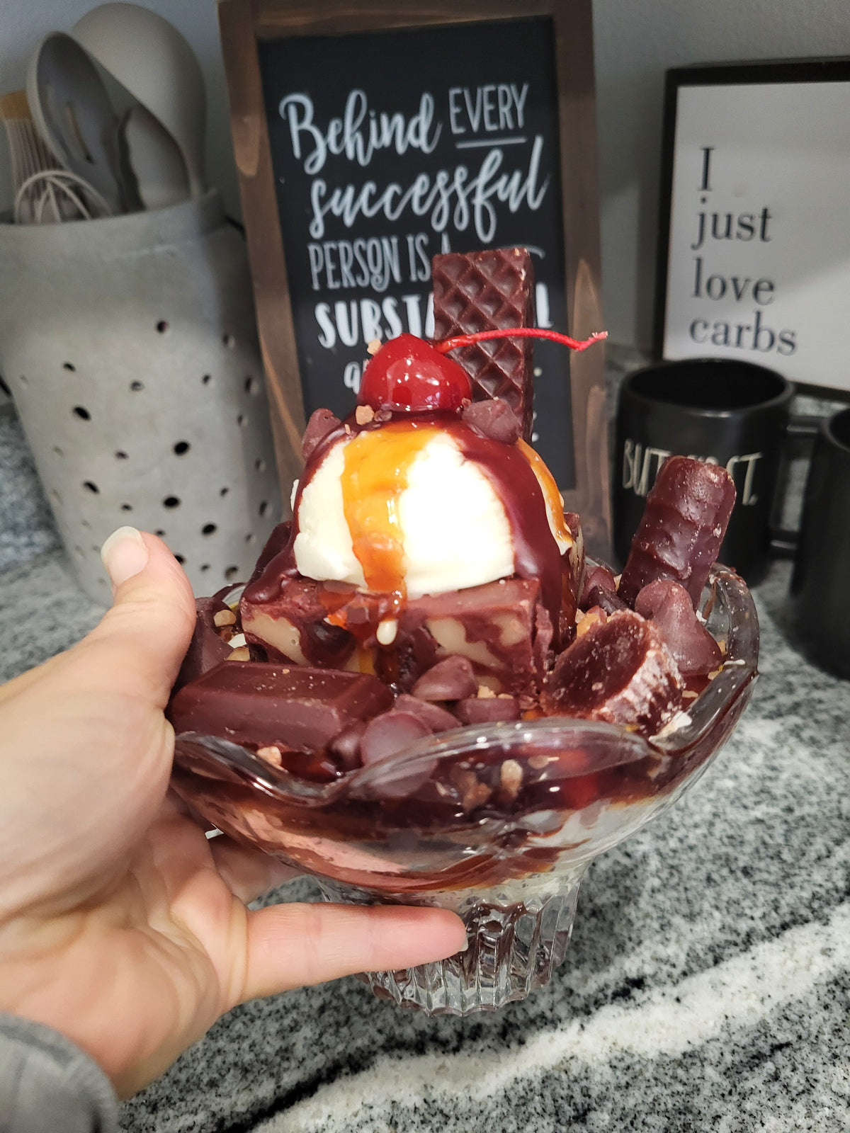 Pip Posh Faux Vanilla Cherry Chocolate Candies Sundae Sweet Candle Collection