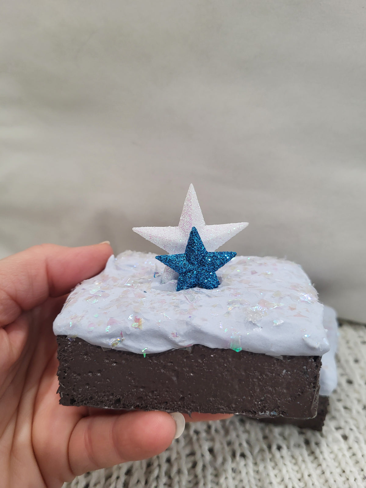 Pip Posh Design Faux Sweet Décor Blue Frosted Star Brownies Winter Collection