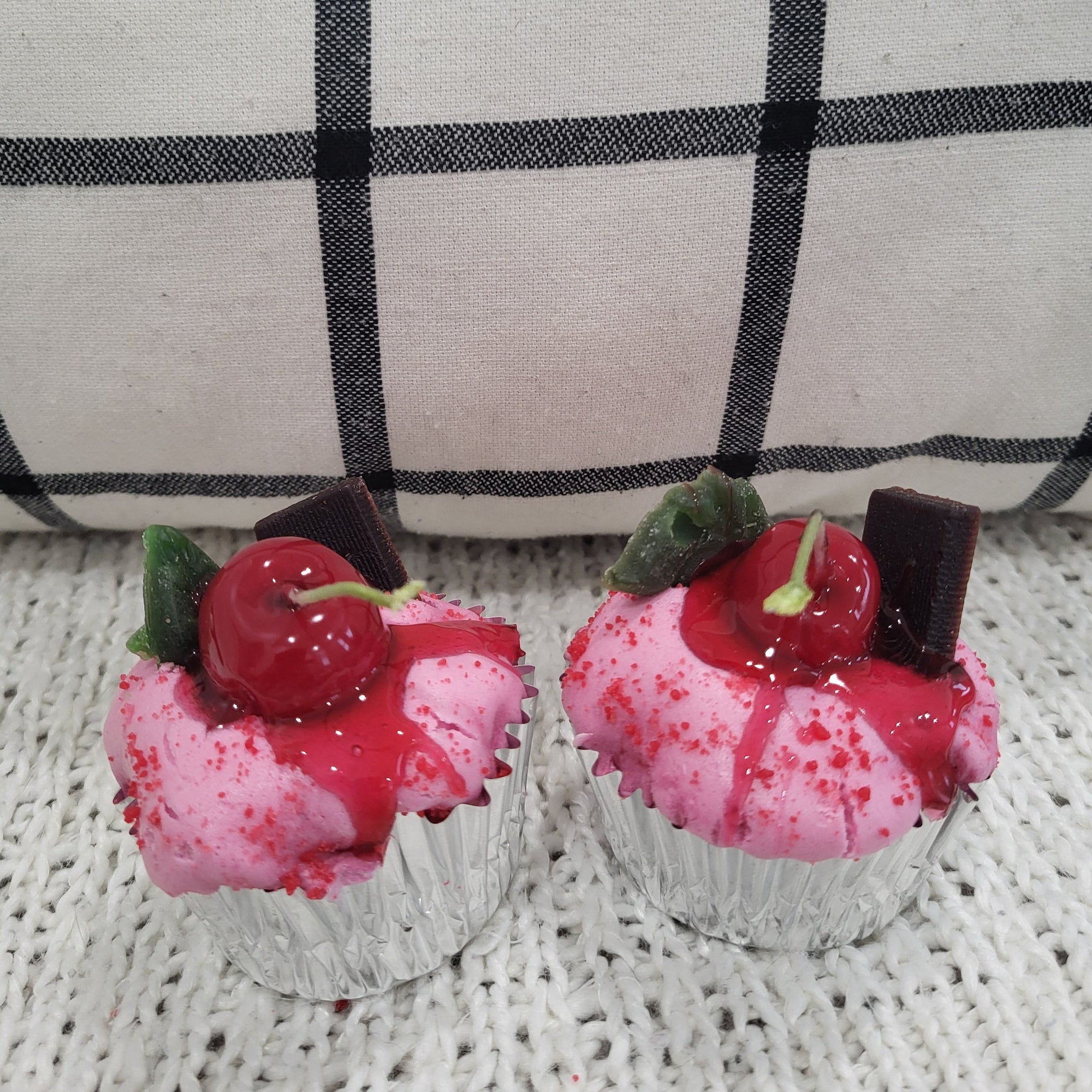 Pip Posh Faux Cherry Mint Raspberry Cupcakes Sweet Candle Collection Set Of 2