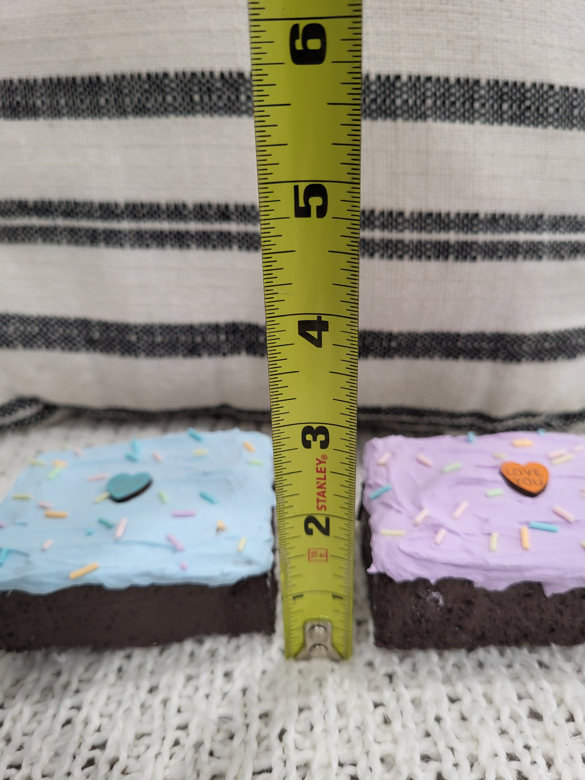 Pip Posh Design Faux Sweet Décor Hug Me, Love You Candy Hearts Purple &amp; Blue Brownies Set Of 2. Bakery Collection