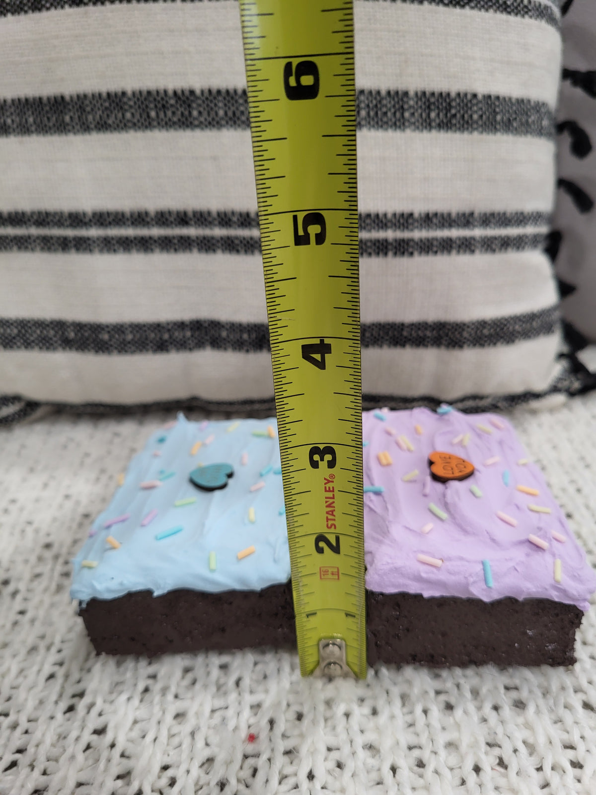 Pip Posh Design Faux Sweet Décor Hug Me, Love You Candy Hearts Purple &amp; Blue Brownies Set Of 2. Bakery Collection