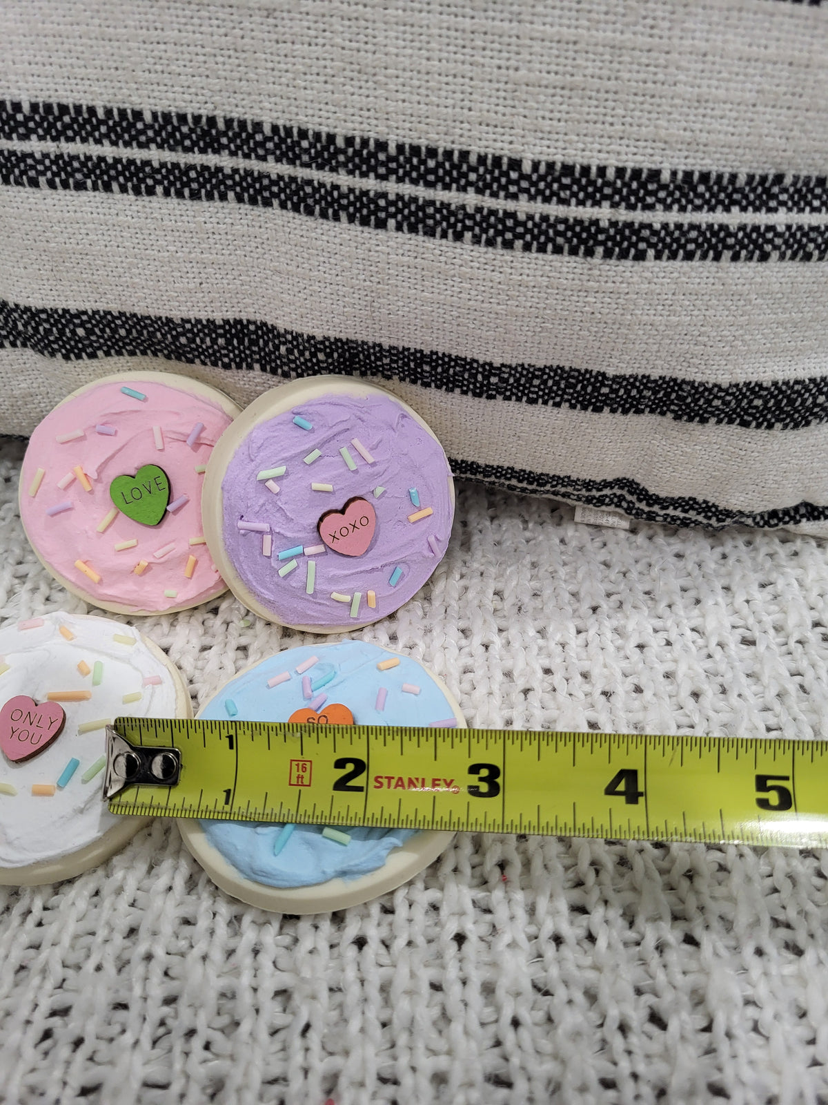 Pip Posh Design Faux Sweet Décor Candy Hearts Sugar Cookies Set of 4 Bakery Collection