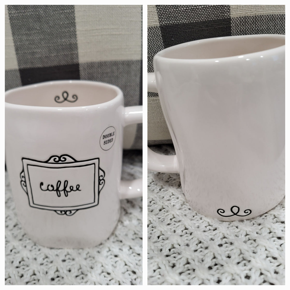 Rae Dunn &quot;Coffee&quot; White Double Sided Mug Collection