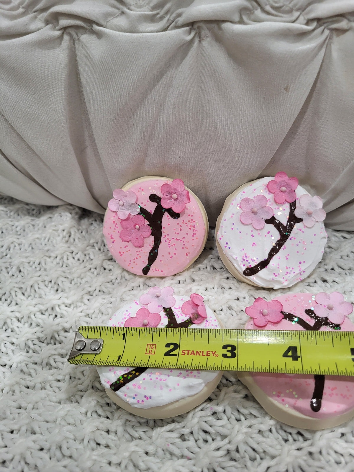 Pip Posh Design Faux Sweet Décor Cherry Blossom Sugar Cookies Set Of 4 Spring Bakery Collection