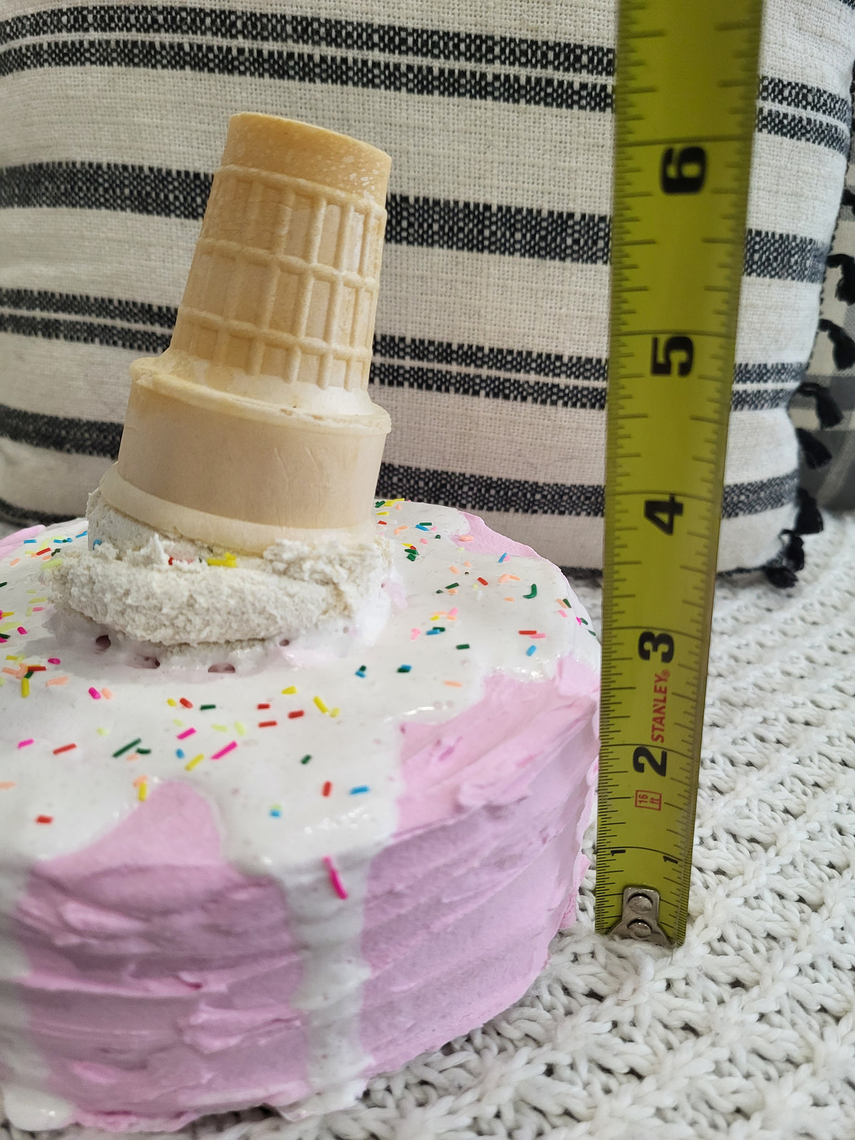 Pip Posh Design Faux Sweet Décor Strawberry Confetti Vanilla Ice Cream Cone Drip Cake Summer Bakery Collection