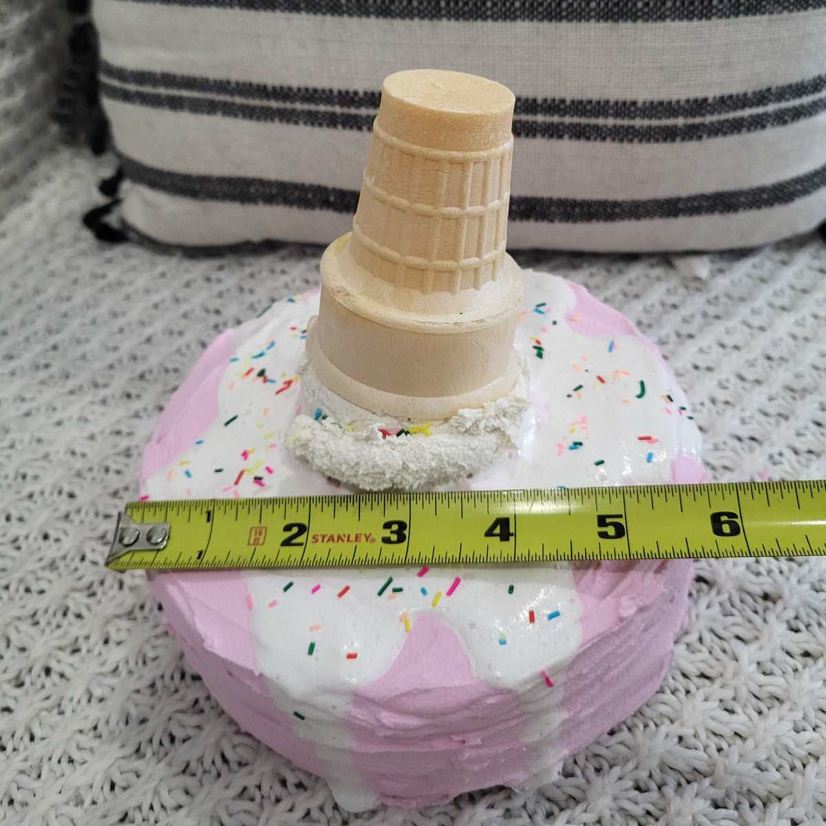 Pip Posh Design Faux Sweet Décor Strawberry Confetti Vanilla Ice Cream Cone Drip Cake Summer Bakery Collection