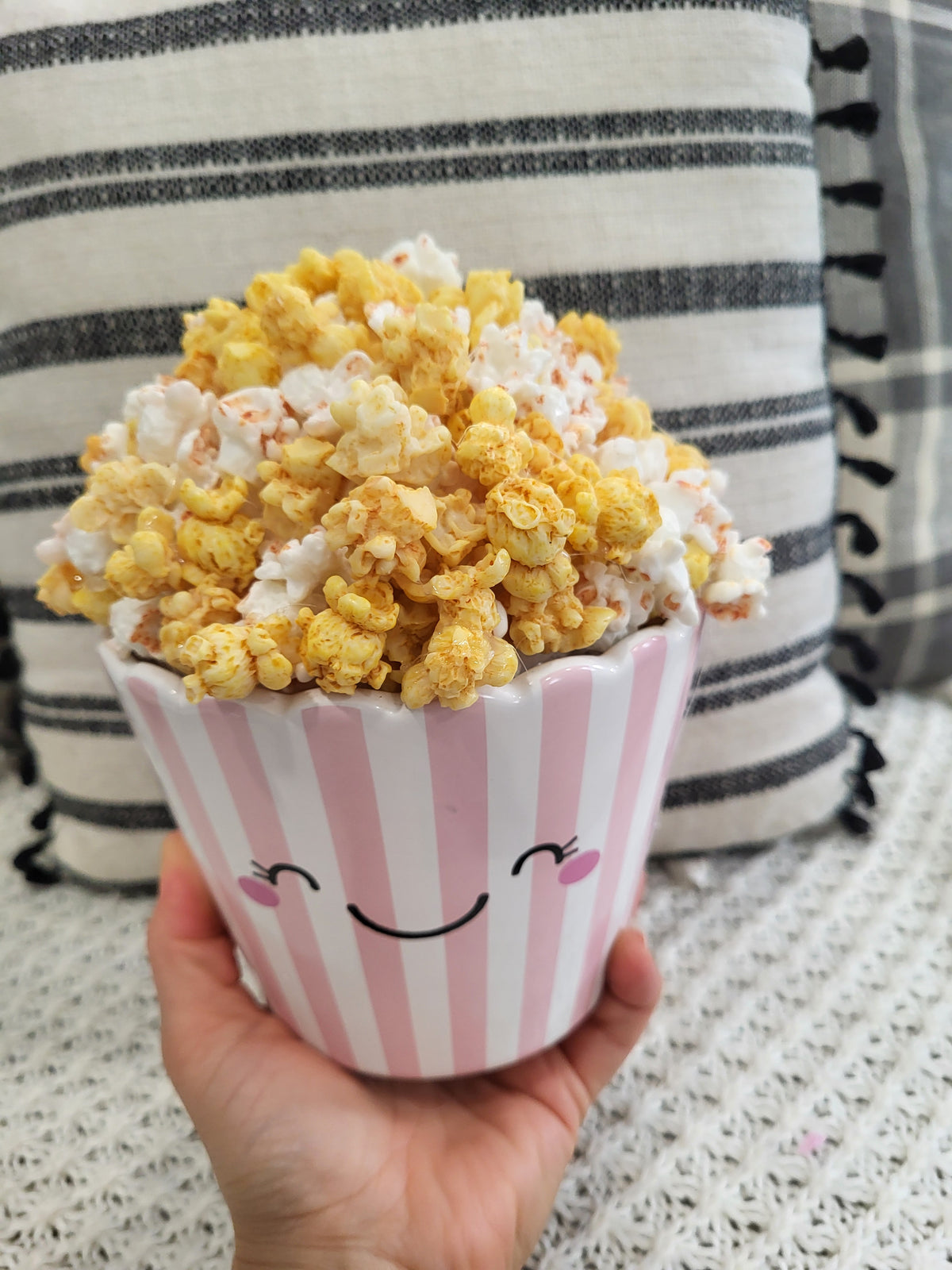Pip Posh Design Faux Sweet Décor Butter Popcorn &amp; Smiley Popcorn Bucket Summer Collection