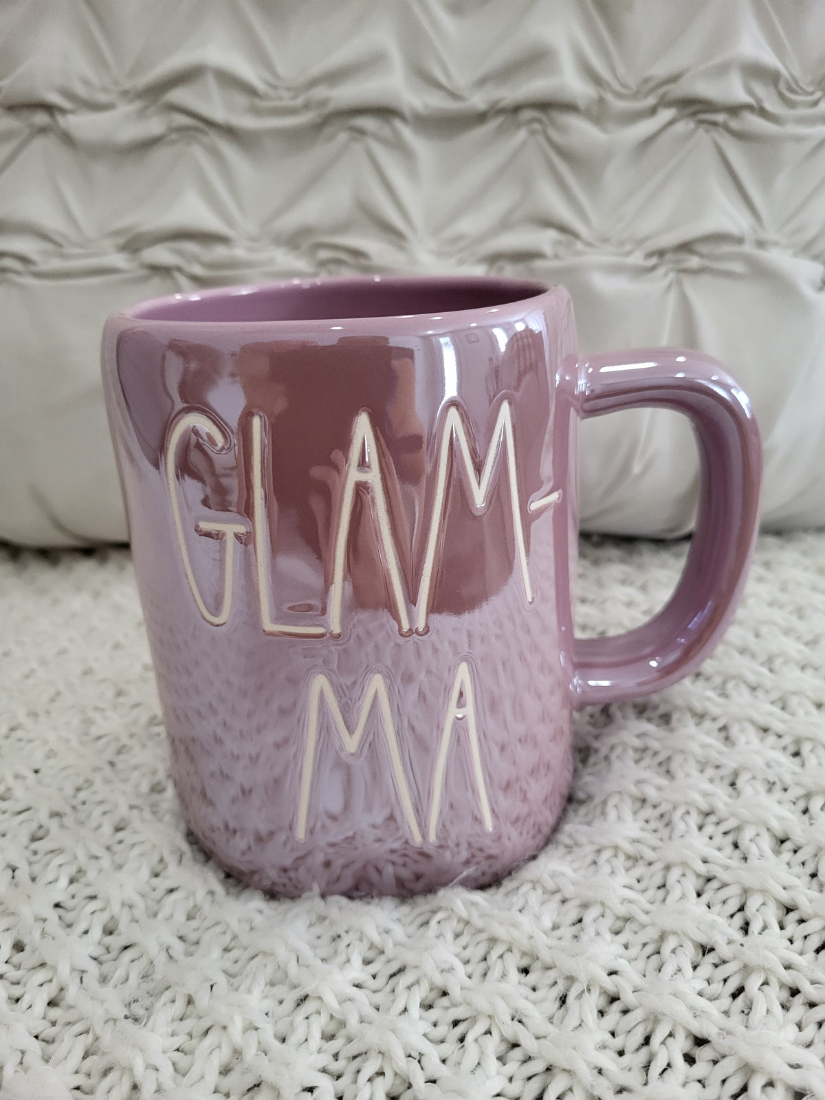 Rae Dunn &quot;Glam-Ma&quot; Purple Iridescent Mug Collection