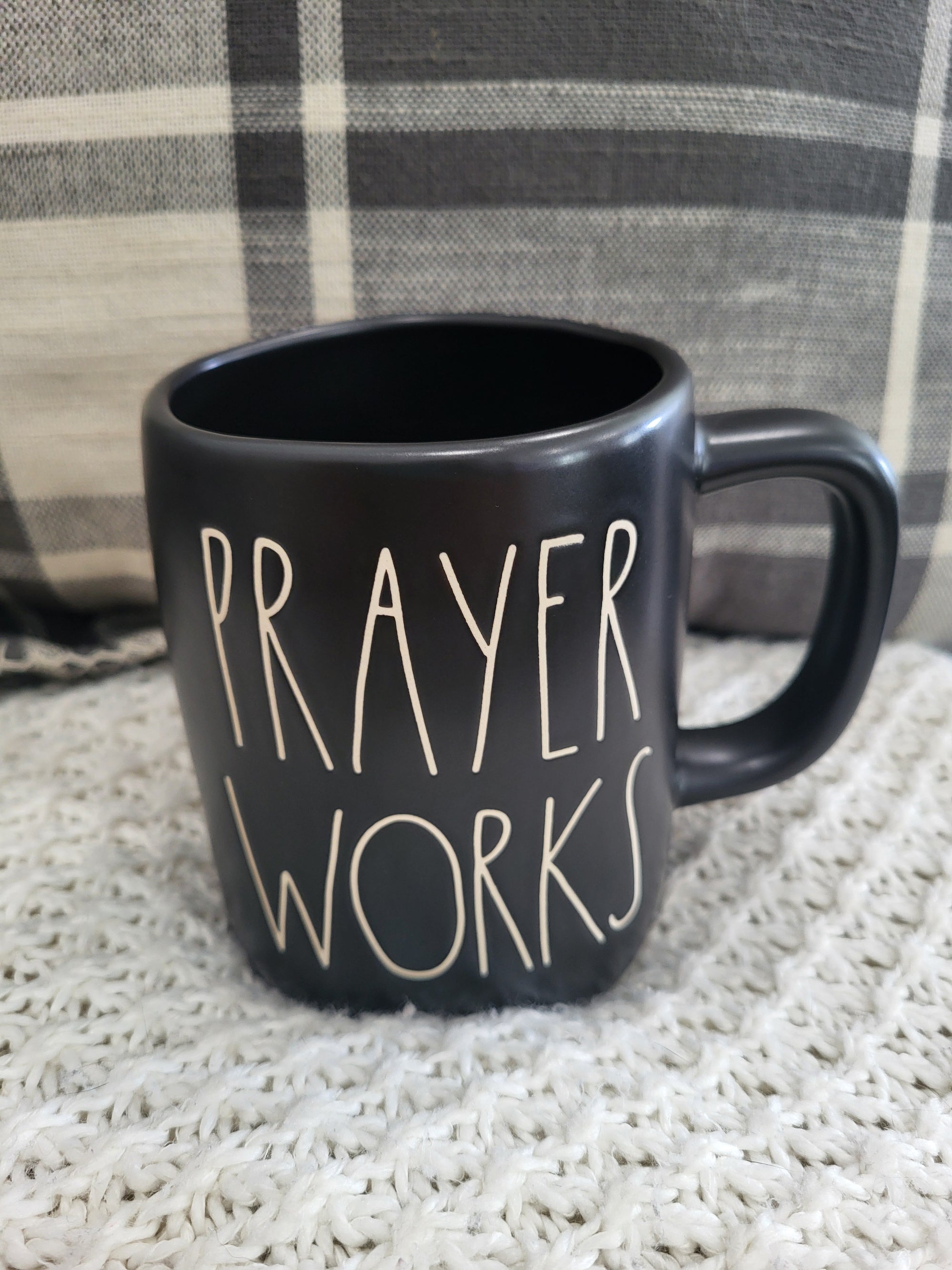 Rae Dunn "Prayer Works" Black Mug Faith Collection