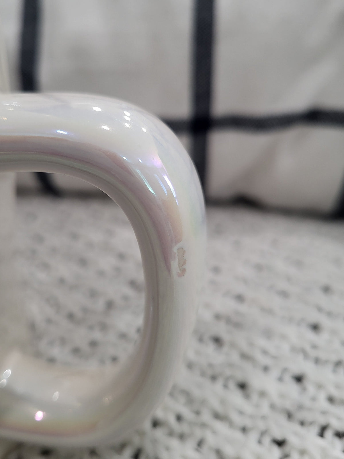 Rae Dunn &quot;Haunted&quot; Mummy Double Sided White Iridescent Mug Halloween Collection