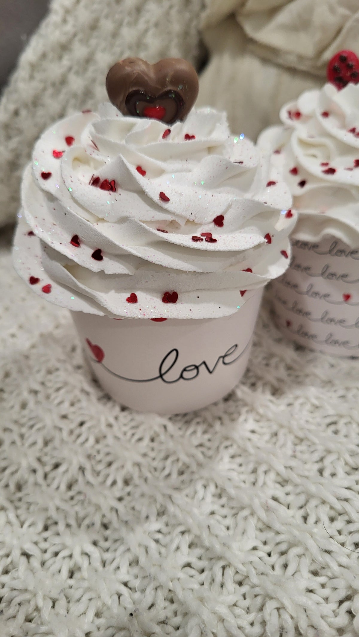 Pip Posh Design Faux Sweet Decor Love White Whipped Cupcakes Set Of 4 Bakery Collection