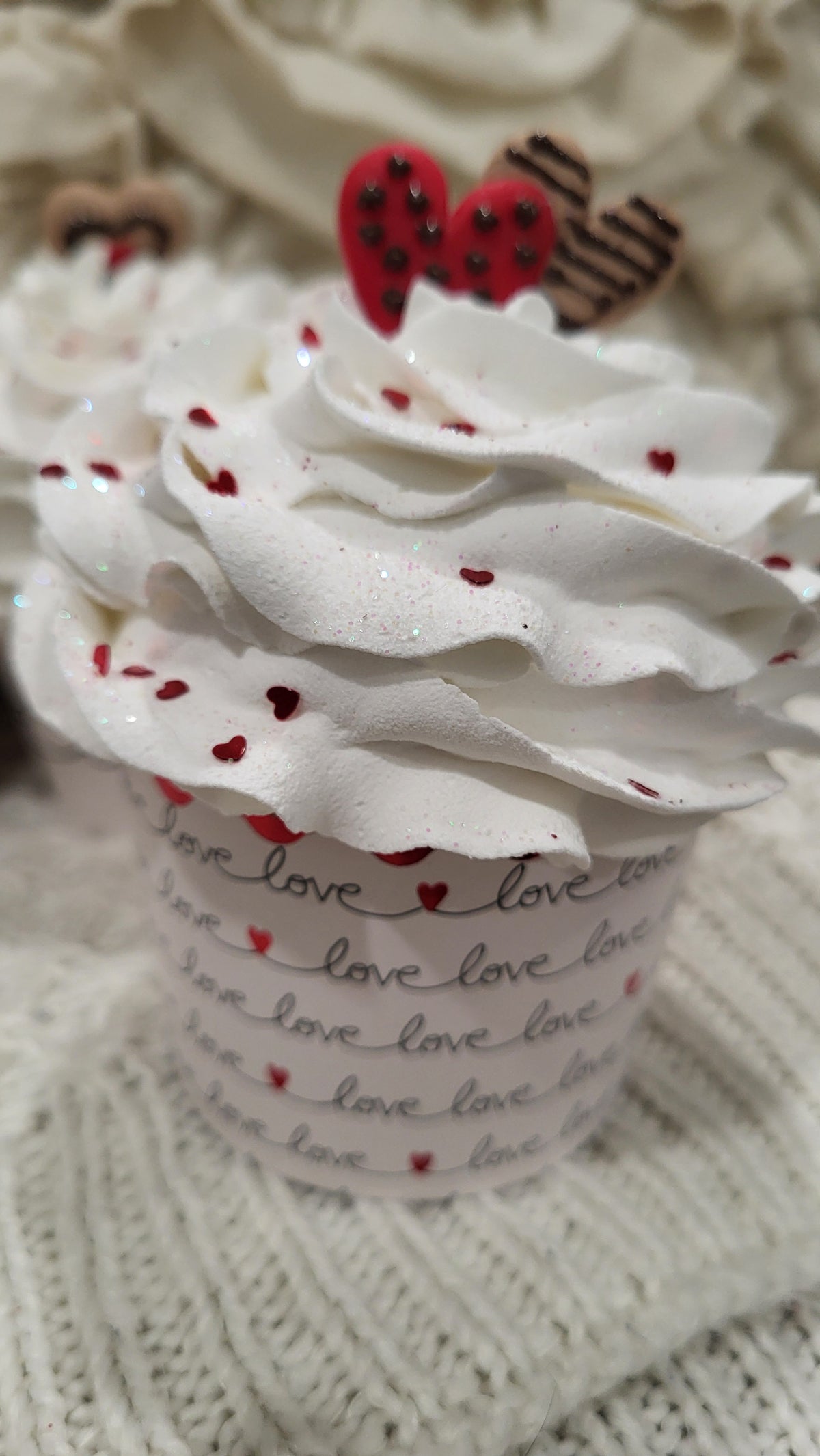 Pip Posh Design Faux Sweet Decor Love White Whipped Cupcakes Set Of 4 Bakery Collection