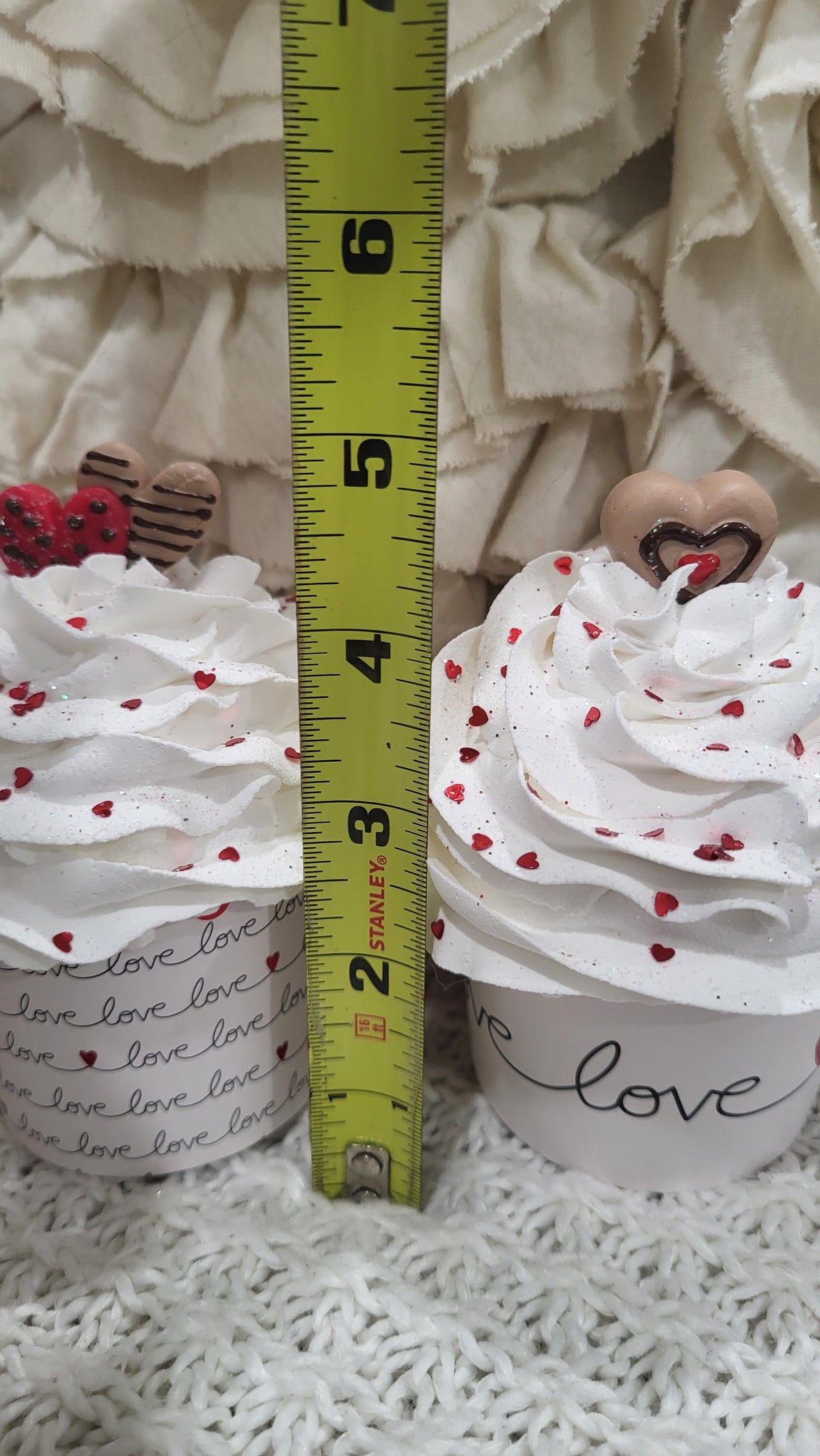 Pip Posh Design Faux Sweet Decor Love White Whipped Cupcakes Set Of 4 Bakery Collection