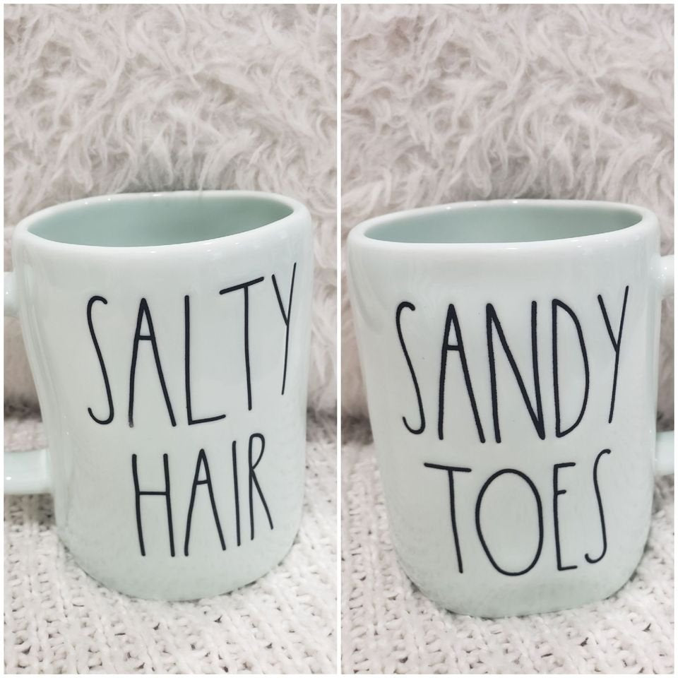 Rae Dunn &quot;Salty Hair &amp; Sandy Toes&quot; Double Sided Mug Summer Collection