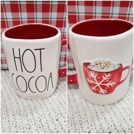 Rae Dunn "Hot Cocoa" Double Sided Snowflake Cocoa Mug Holiday Collection