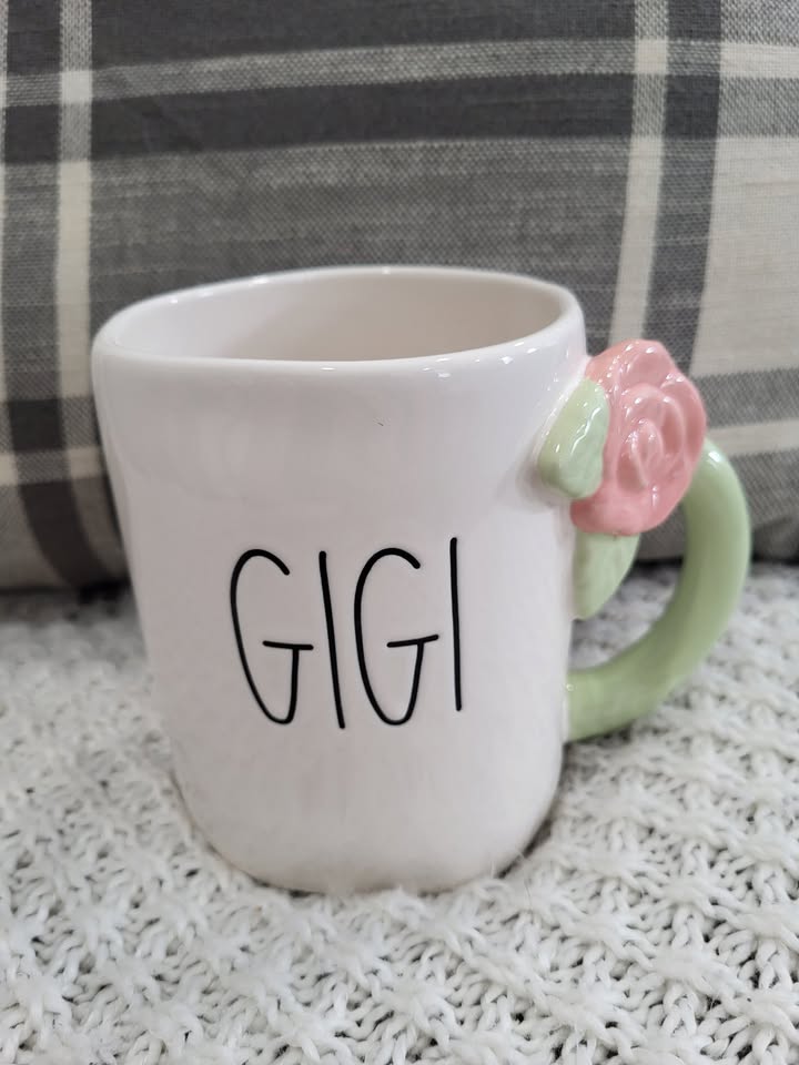 Rae Dunn &quot;Gigi&quot; Flower Handle Mug Collection