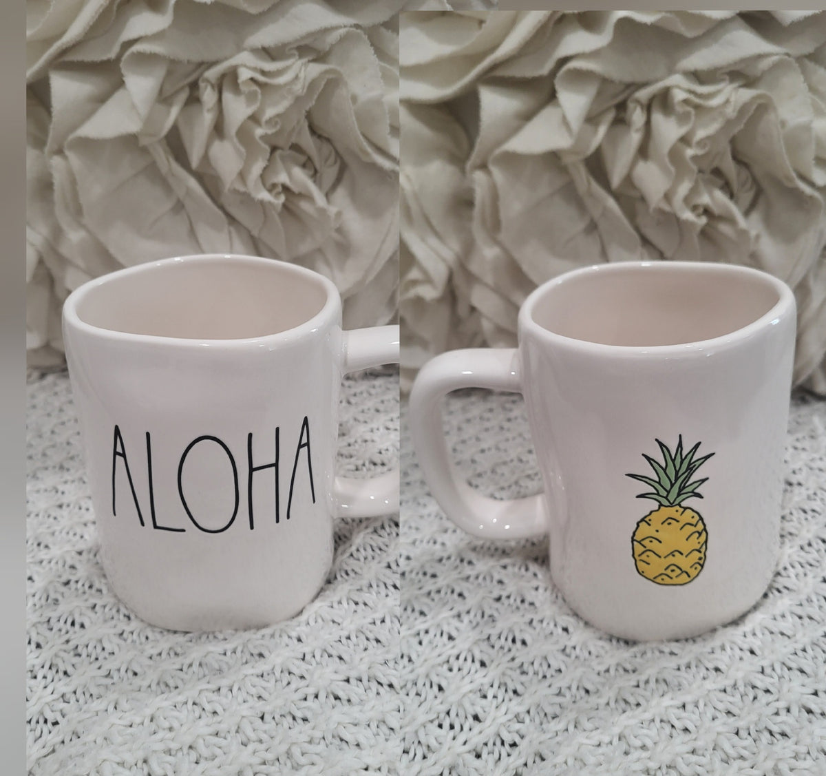 Rae Dunn &quot;Aloha&quot; Pineapple Double Sided Mug Collection