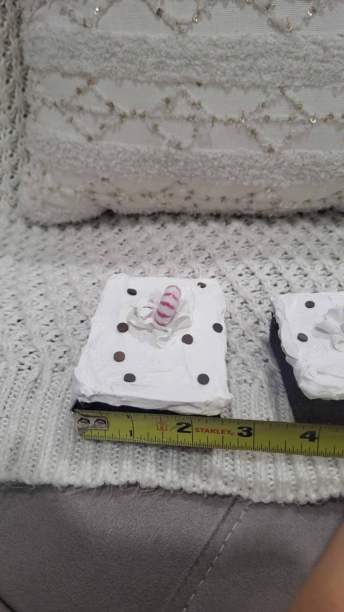 Pip Posh Design Faux Sweet Décor White Whipped Peppermint Brownies Set of 2 Holiday Collection