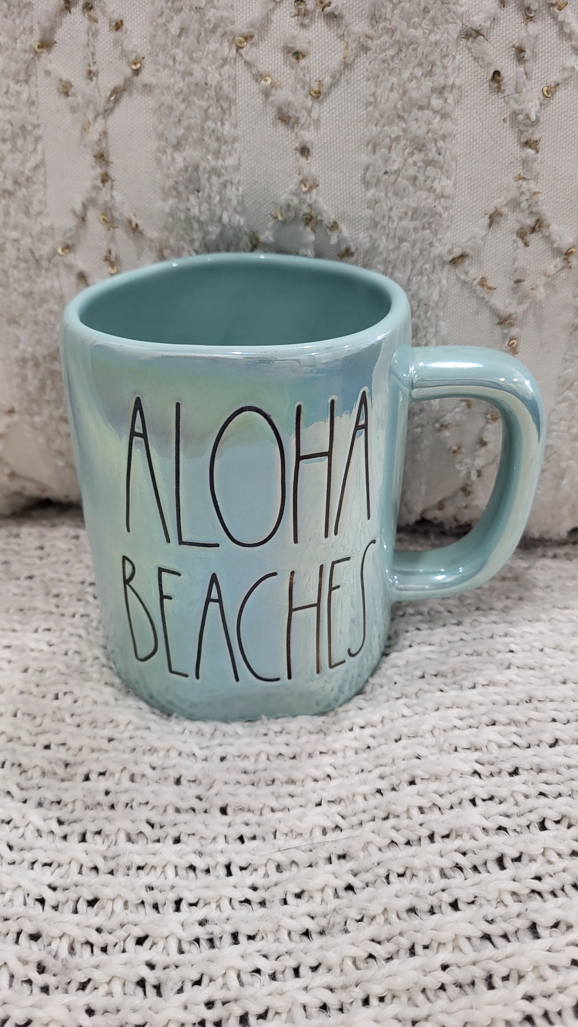 Rae Dunn "Aloha Beaches" Blue Iridescent Mug Collection