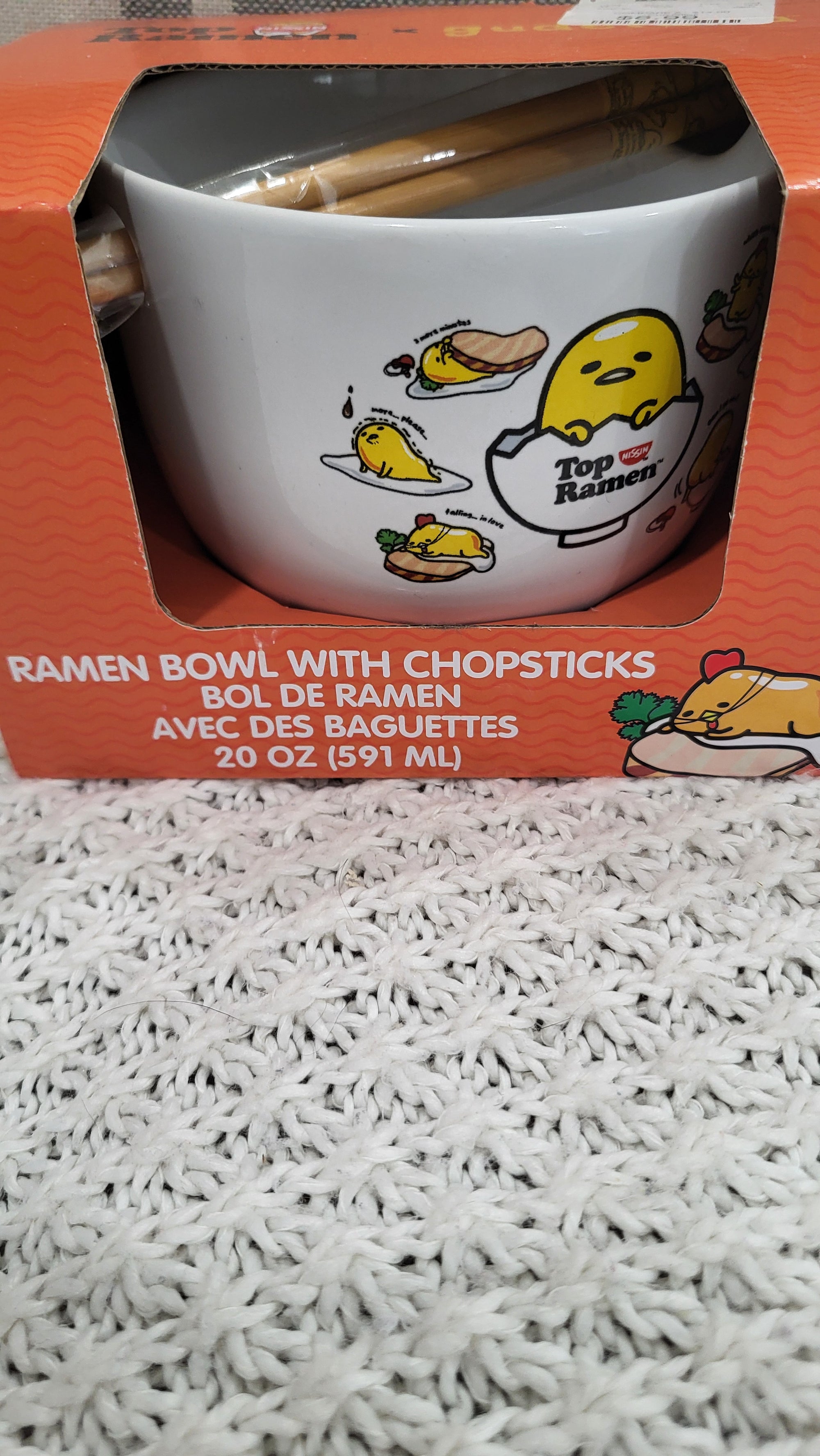 Top Ramen Gudetama 20 oz Ramen bowl & Chopstick Set