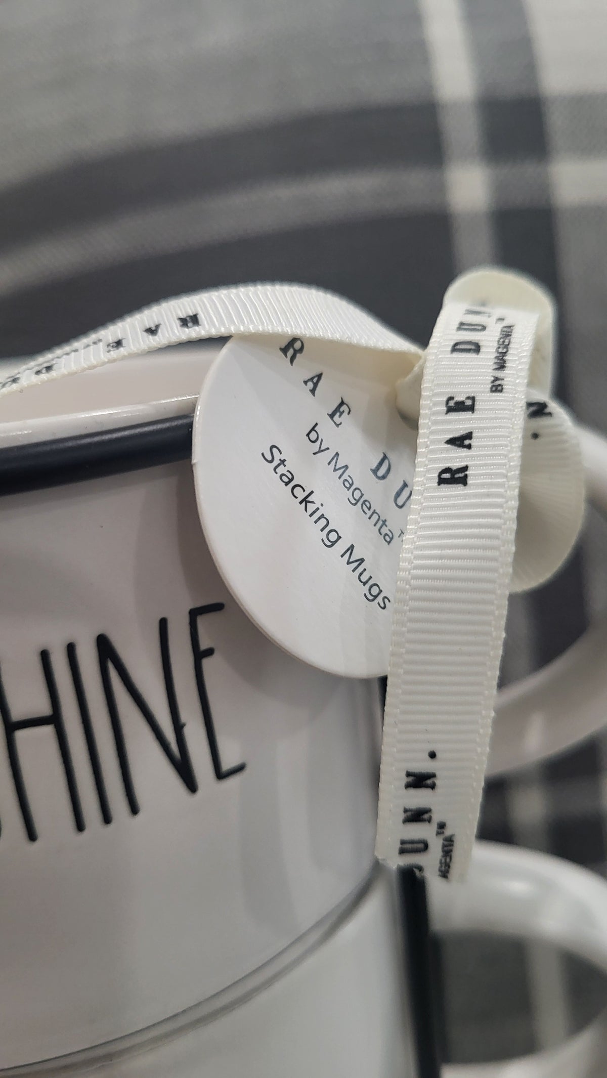 Rae Dunn &quot; Rise &amp; Shine, Good Morning, Wake Up, Early Bird White Stackable Mug Set Of 4