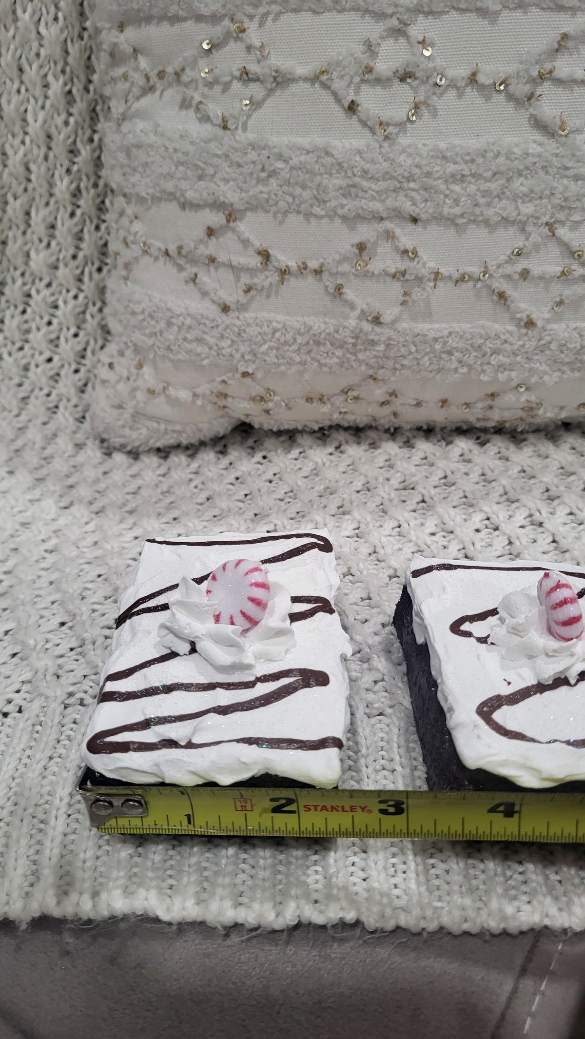 Pip Posh Design Faux Sweet Décor Peppermint Chocolate Drizzle Brownies Set of 2 Holiday Collection