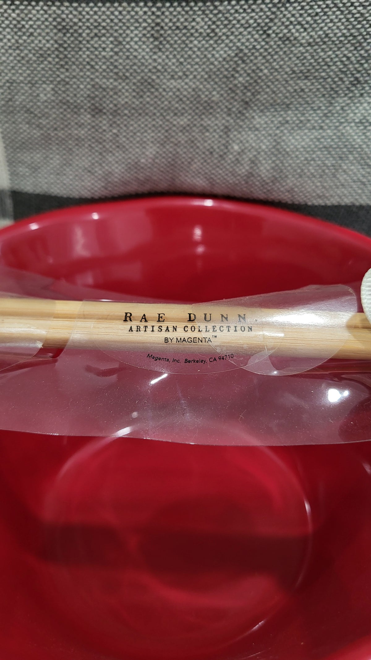 Rae Dunn &quot; Noodles&quot; Red Bowl &amp; Chopstick Set