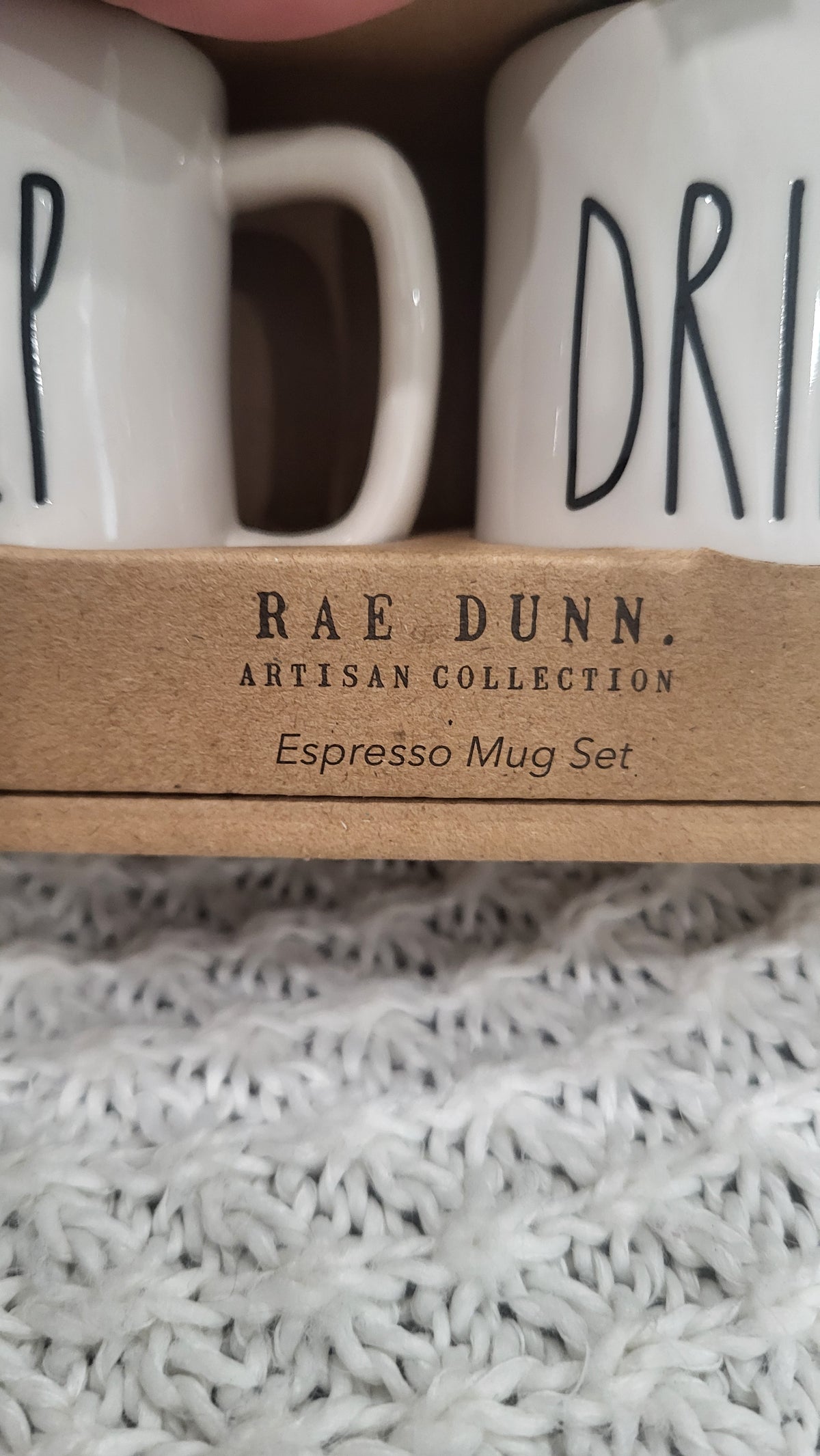 Rae Dunn &quot;Mini White Sip, Gulp Drink, Slurp Espresso Mug Set of 4