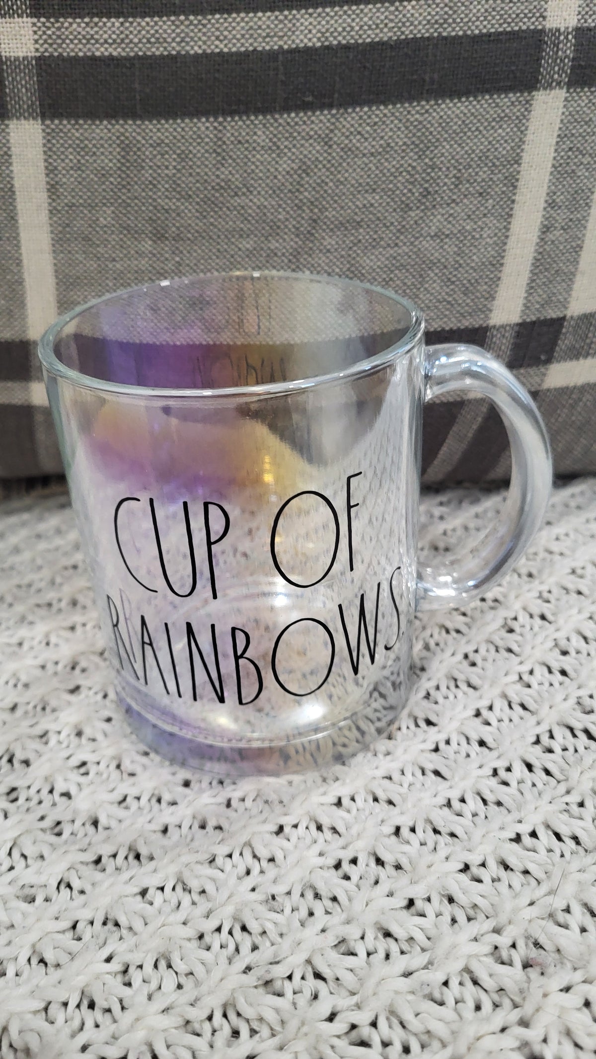 Rae Dunn &quot;Cup Of Rainbows Iridescent 18 OZ Glass Collation