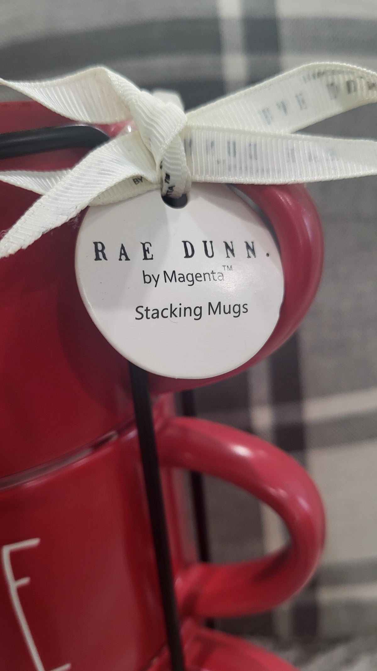 Rae Dunn &quot;Coffee&quot; Red Matte Stackable Mugs Set Of 4