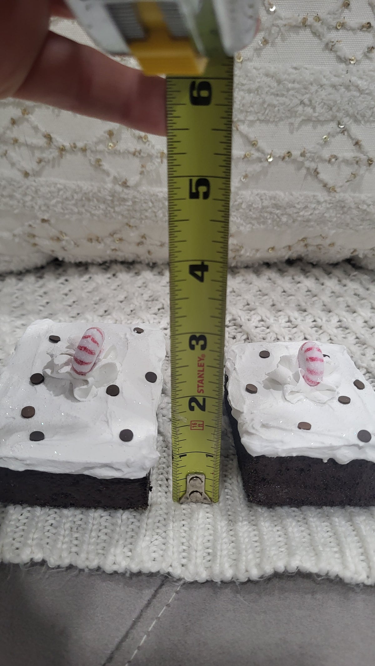 Pip Posh Design Faux Sweet Décor White Whipped Peppermint Brownies Set of 2 Holiday Collection