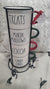 Rae Dunn "Treats, Marshmallow, Cocoa, Candy Canes Double Sided Stackable Mug Set of 4 Holiday Collection