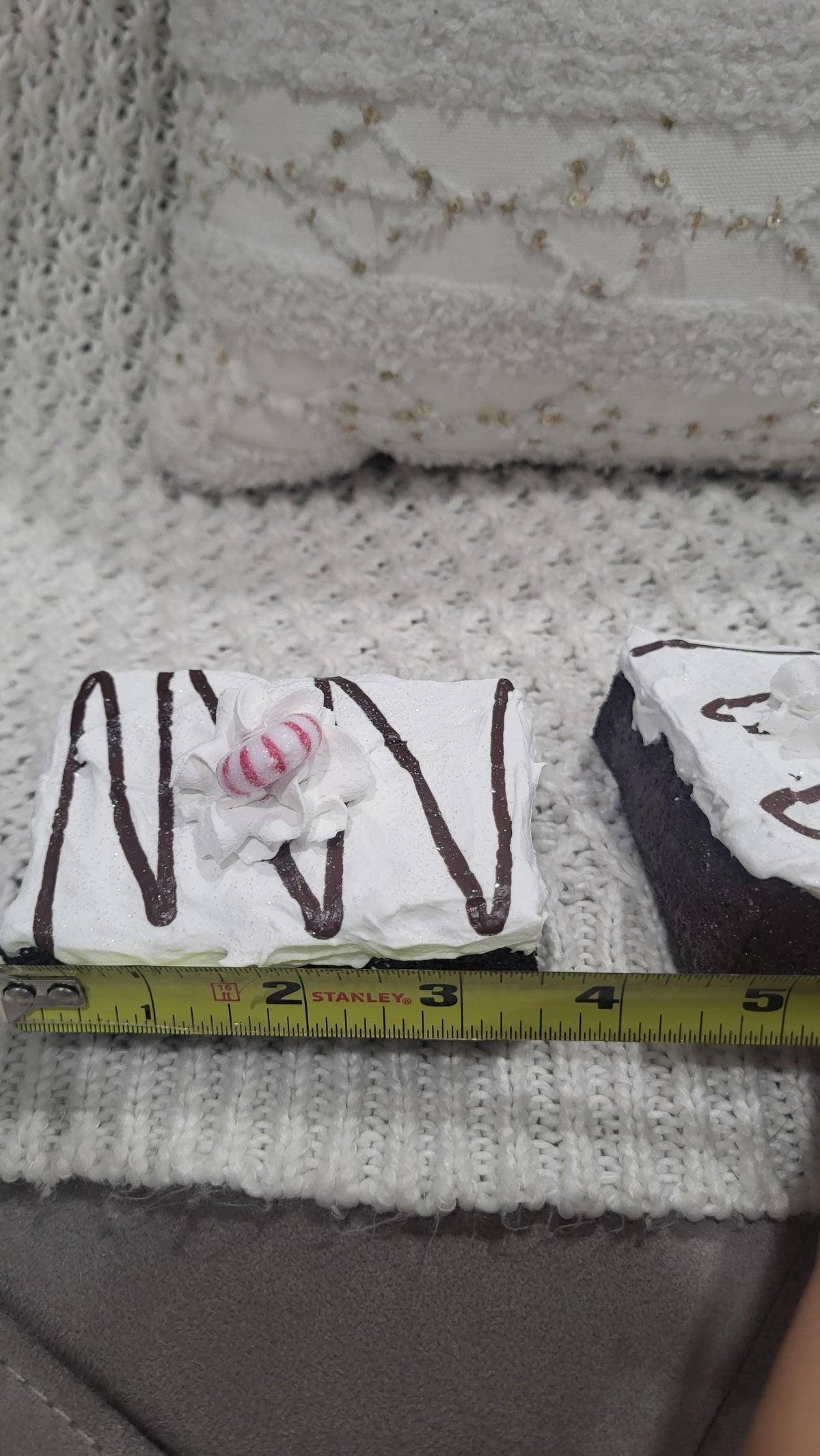 Pip Posh Design Faux Sweet Décor Peppermint Chocolate Drizzle Brownies Set of 2 Holiday Collection