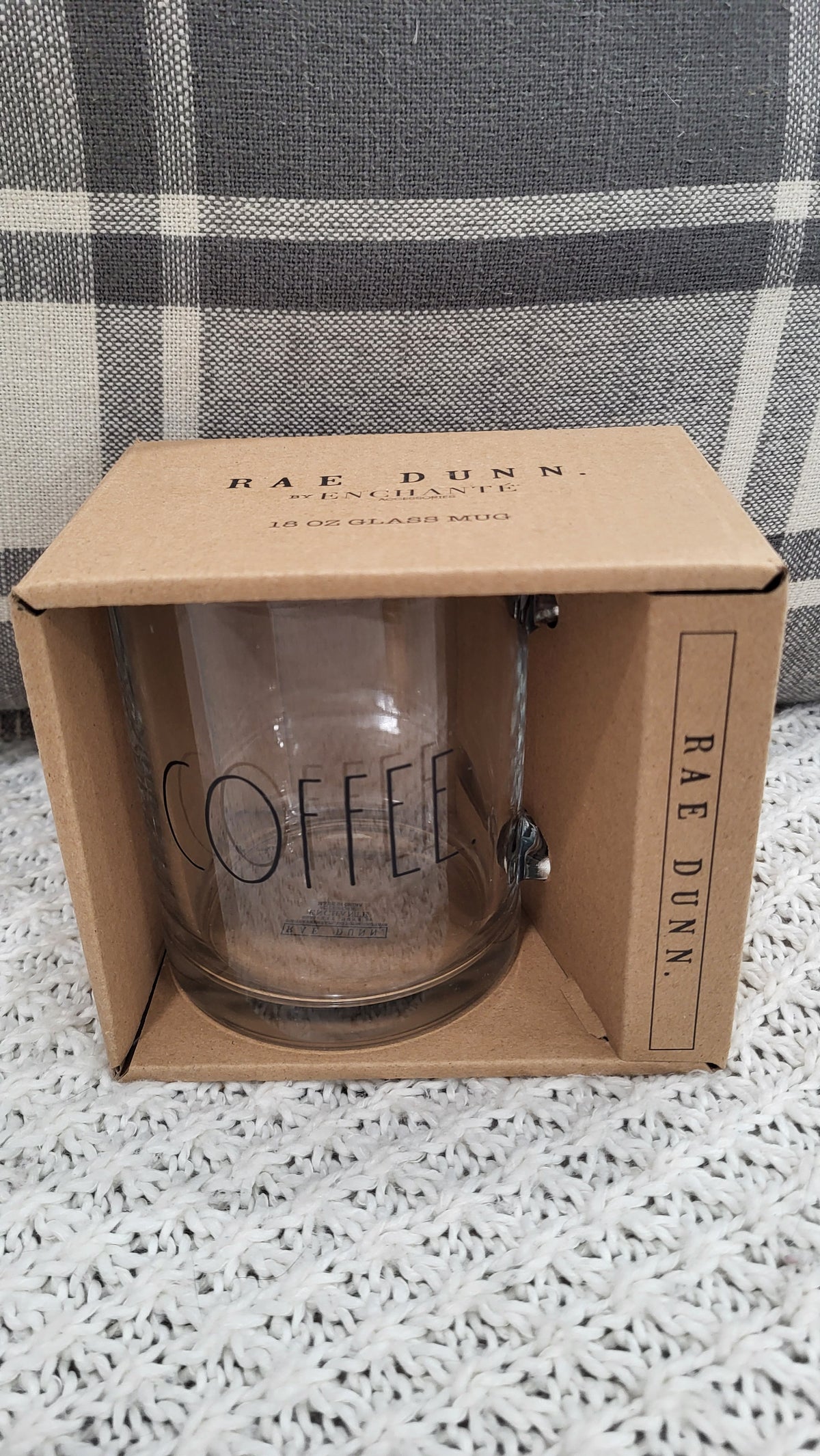 Rae Dunn &quot;Coffee&quot; 18 OZ Glass Mug Collection