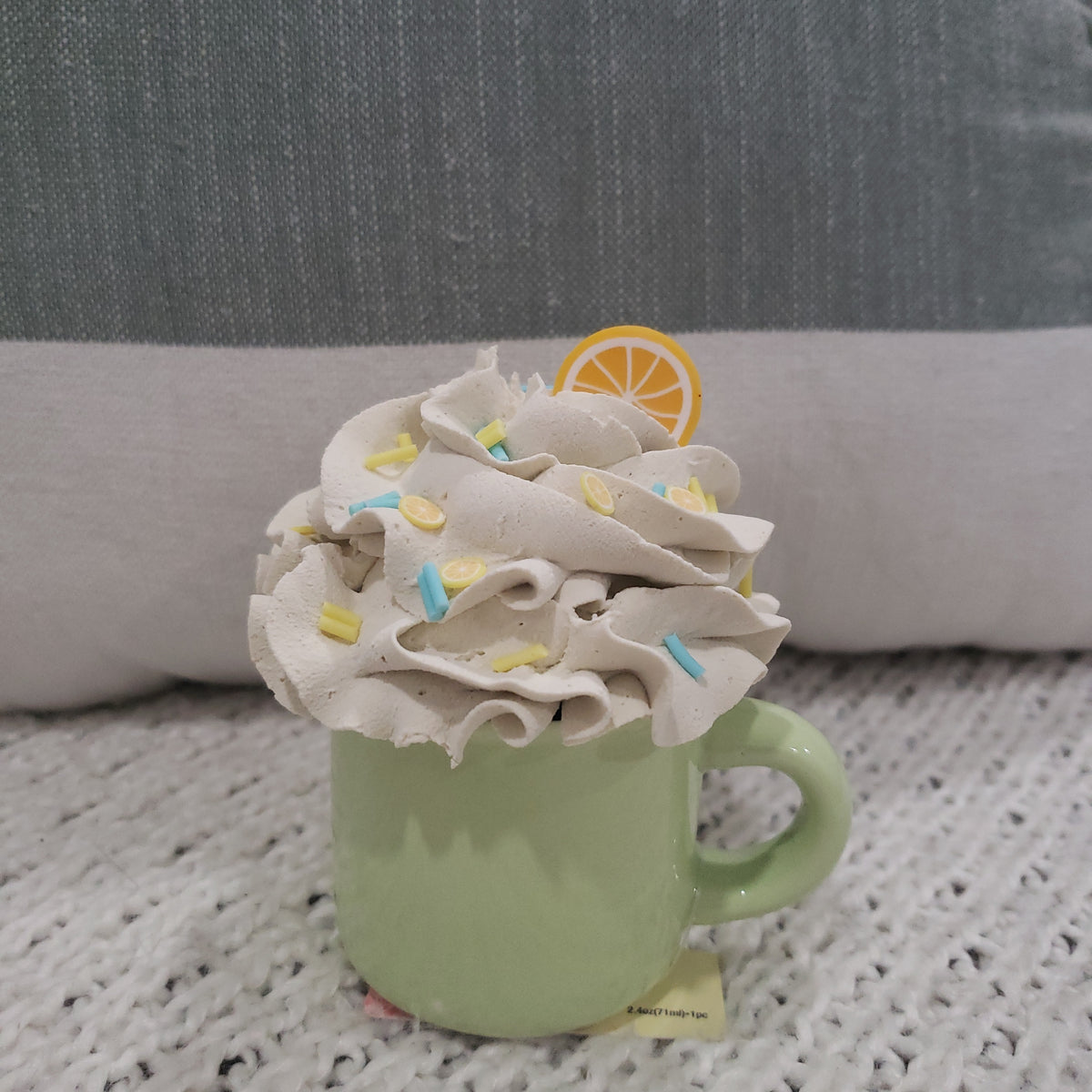 Pip Posh Design Faux Sweet Décor Mini Green Mug &amp; Lemon Whipped Topper Collection