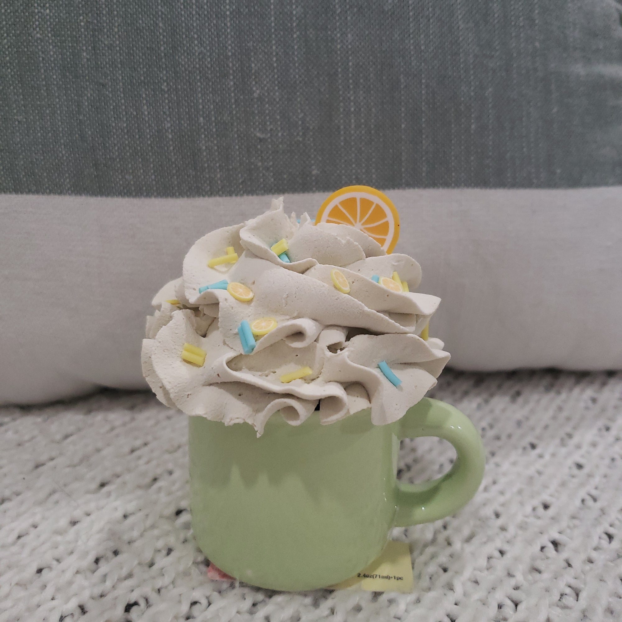 Pip Posh Design Faux Sweet Décor Mini Green Mug & Lemon Whipped Topper Collection