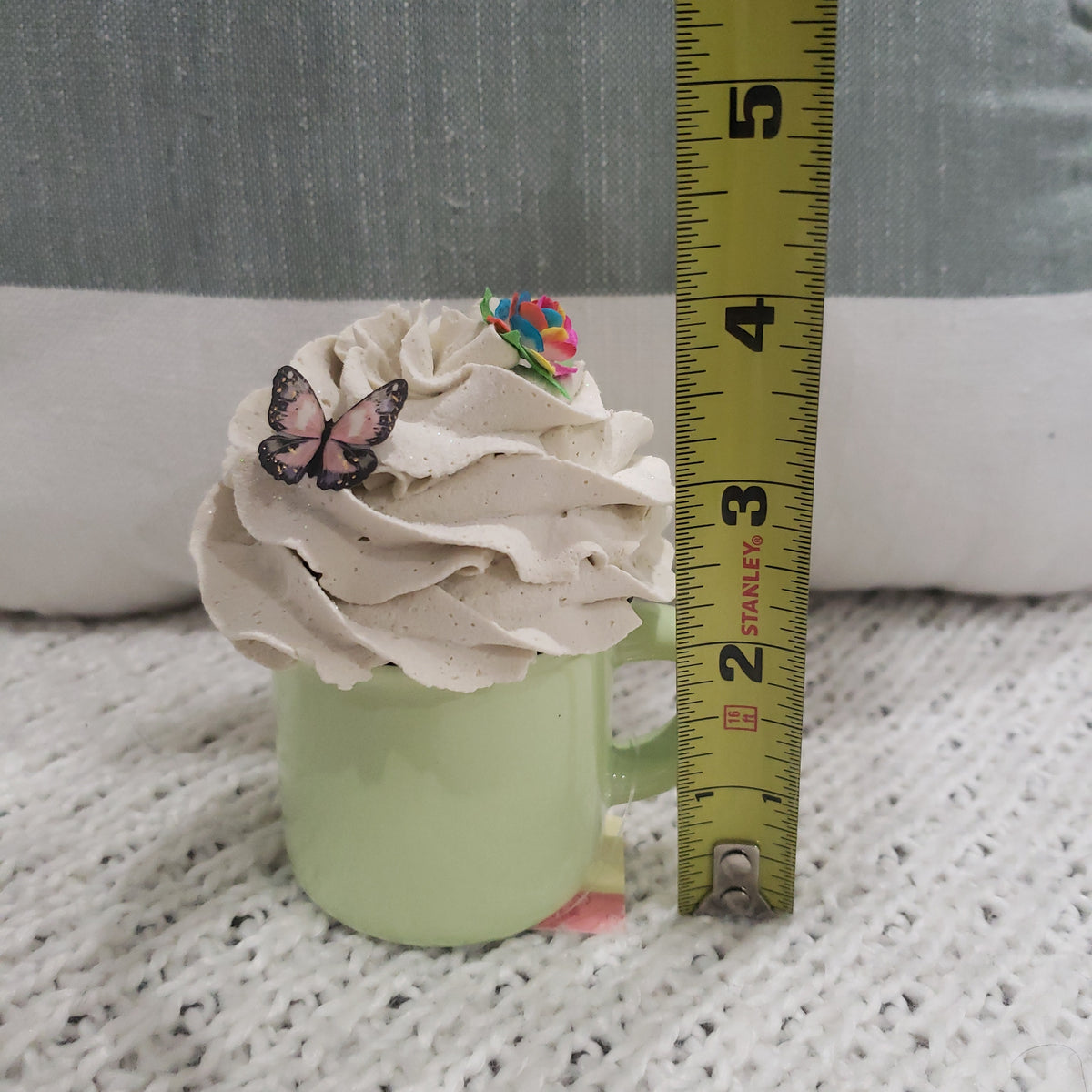 Pip Posh Design Faux Sweet Décor Mini Green Mug &amp; Butterfly Whipped Topper Collection