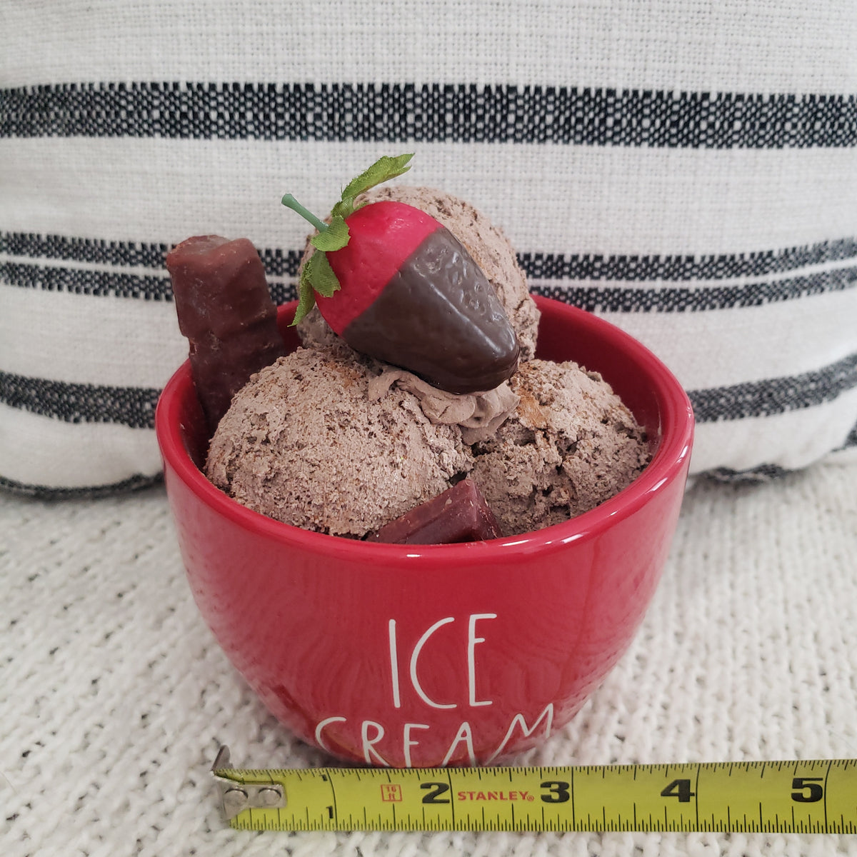 Rae Dunn &quot;Ice Cream&quot; Red Bowl &amp; Pip Posh Design Faux Sweet Décor Chocolate Ice Cream Dessert Bowl Collection