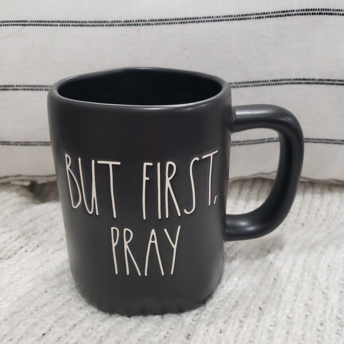 Rae Dunn &quot;But First, Pray&quot; Black Mug Collection