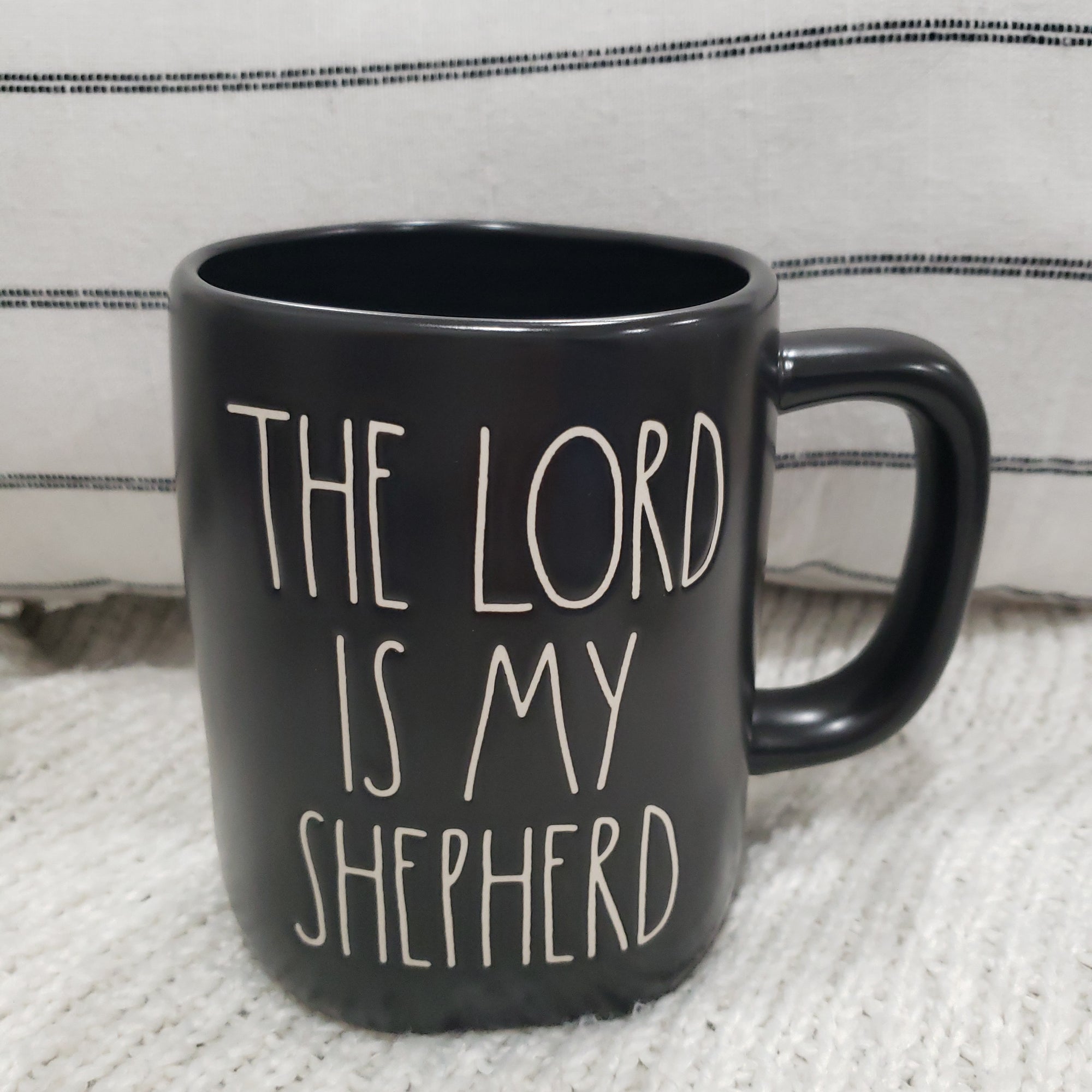 Rae Dunn "The Lord Is My Shepherd" Black Faith Mug Collection