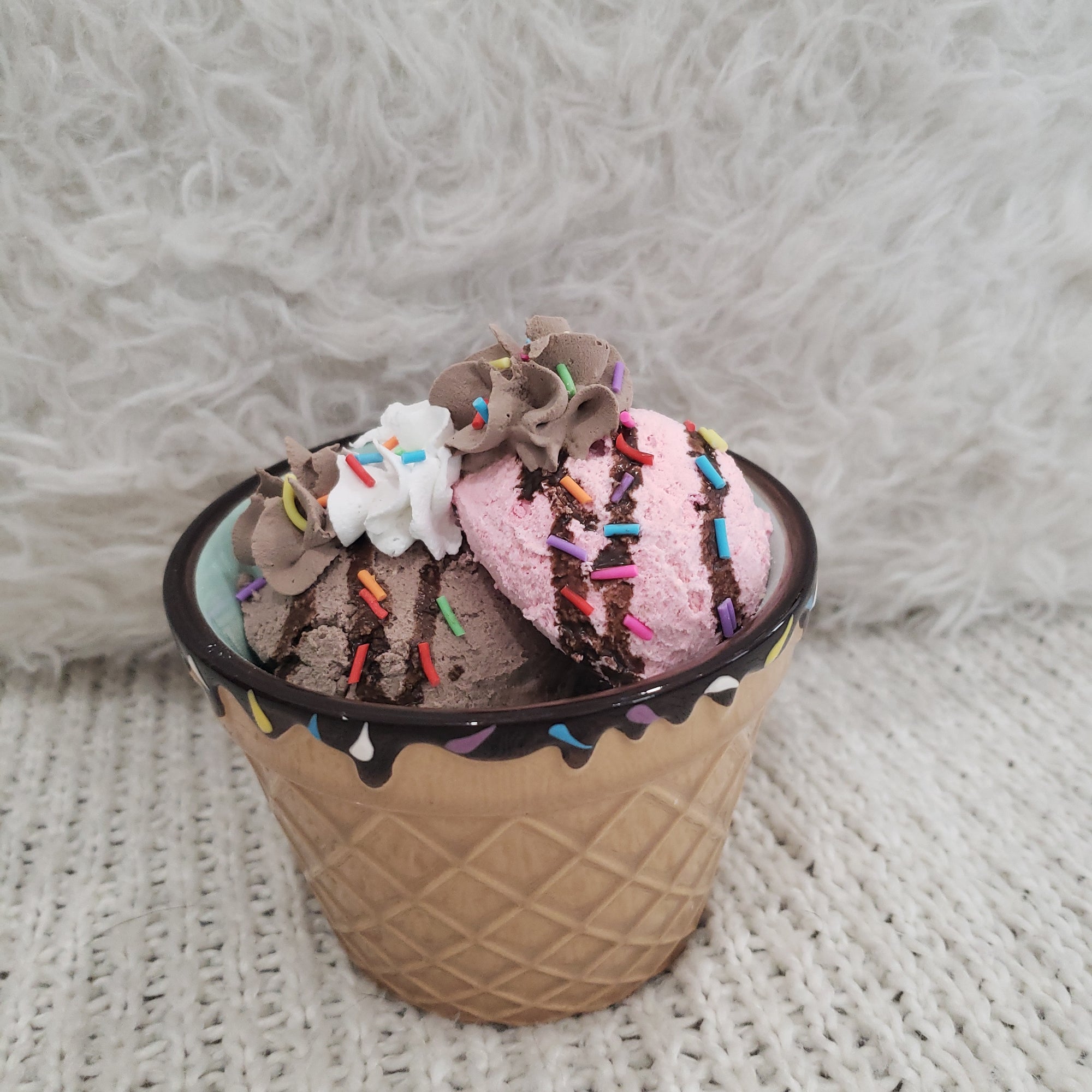 Pip Posh Design Faux Sweet Décor Ice Cream Cone Bowl & Strawberry Chocolate Dessert Collection