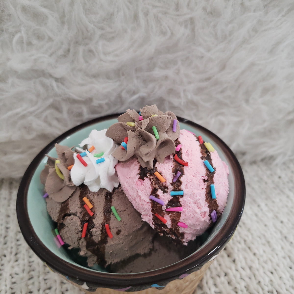 Pip Posh Design Faux Sweet Décor Ice Cream Cone Bowl &amp; Strawberry Chocolate Dessert Collection
